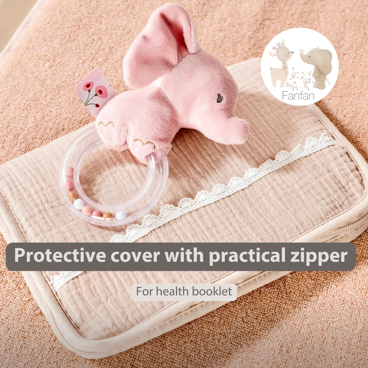FanFan Health Book Cover – With Zipper – Protective Cover Baby Documents – Beige - Image 30