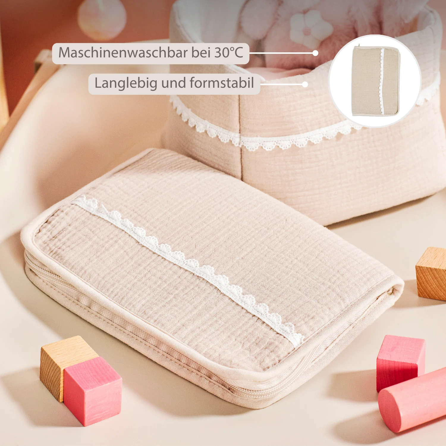 FanFan Health Book Cover – With Zipper – Protective Cover Baby Documents – Beige - Image 5