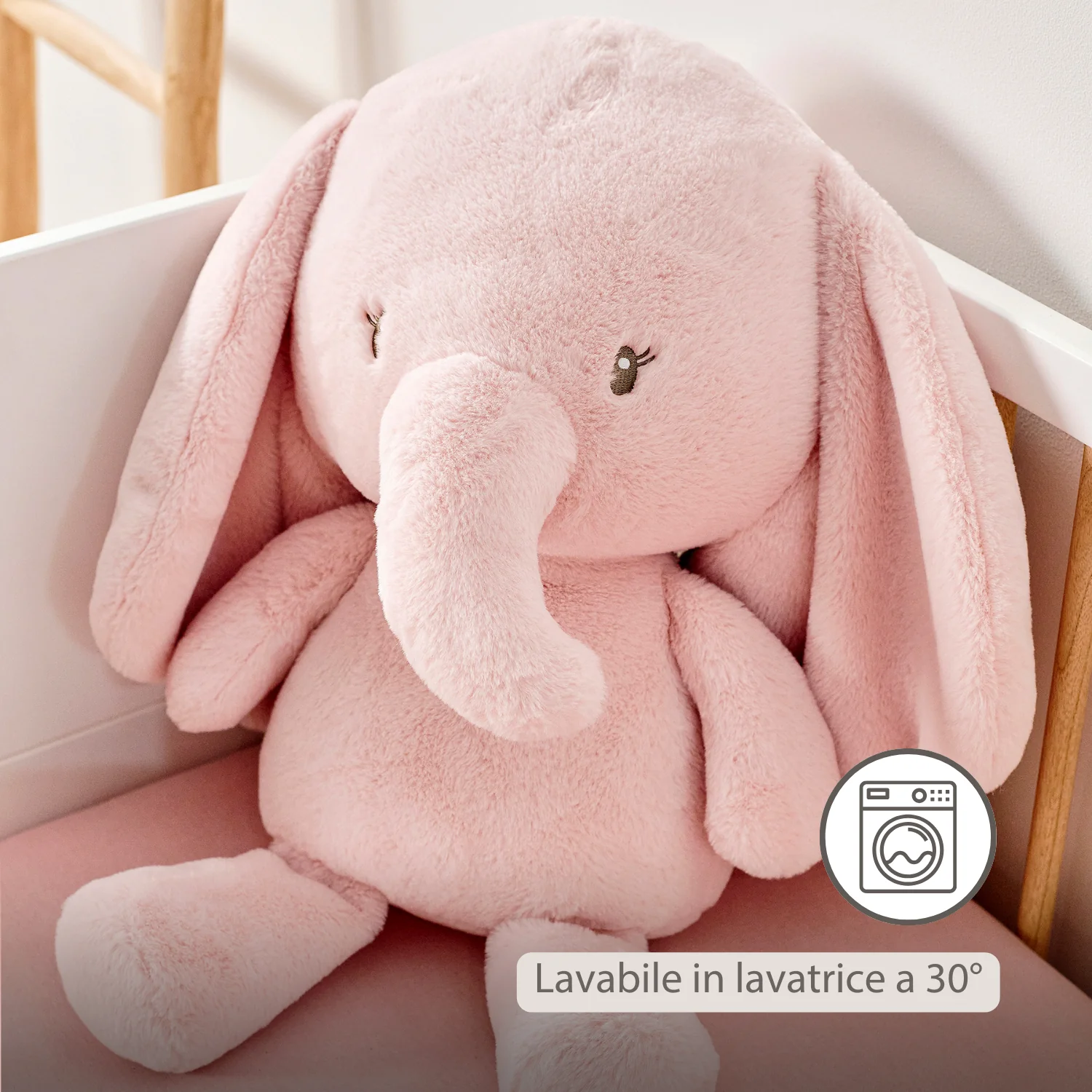 FanFan Maxi Cuddle Elephant – 60 cm – Soft Baby Plush – Pink - Image 11