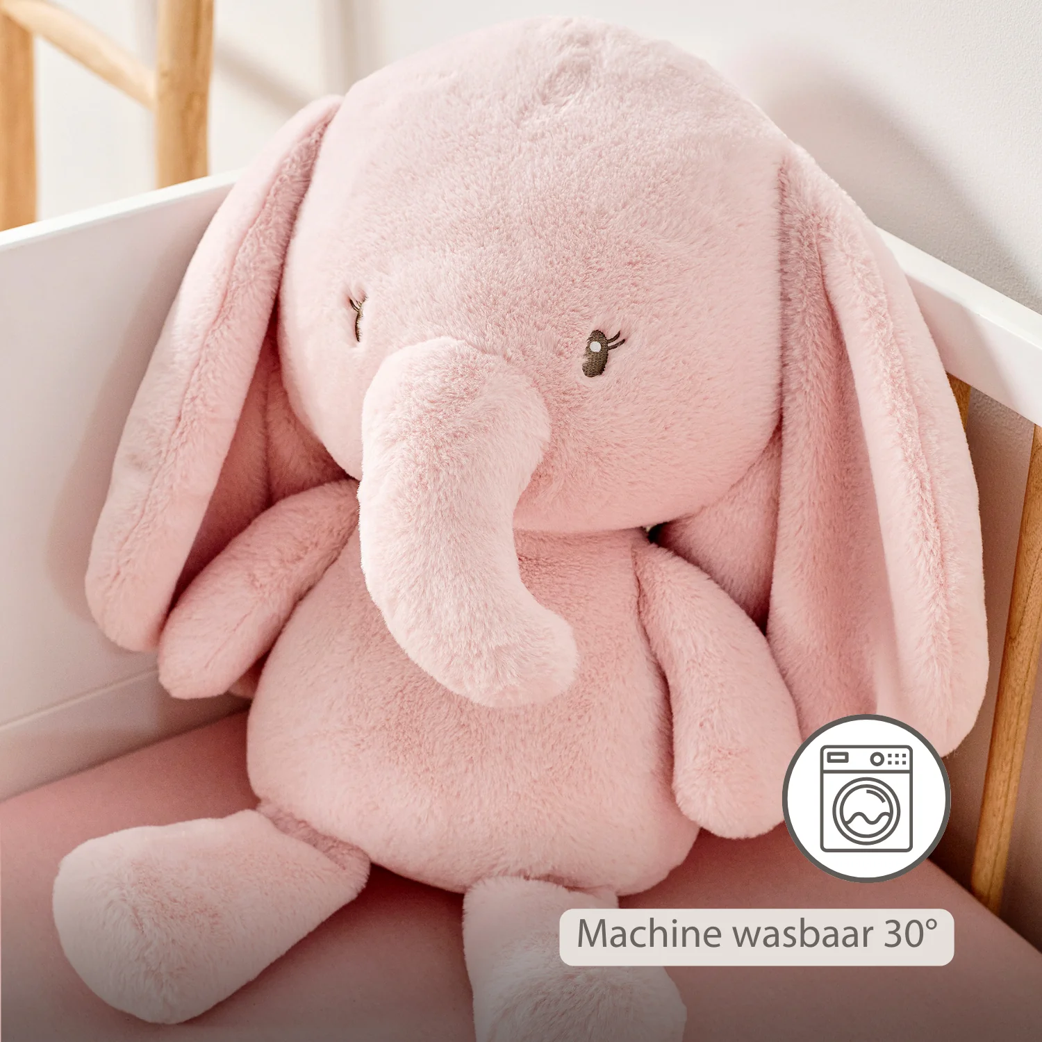 FanFan Maxi Cuddle Elephant – 60 cm – Soft Baby Plush – Pink - Image 25