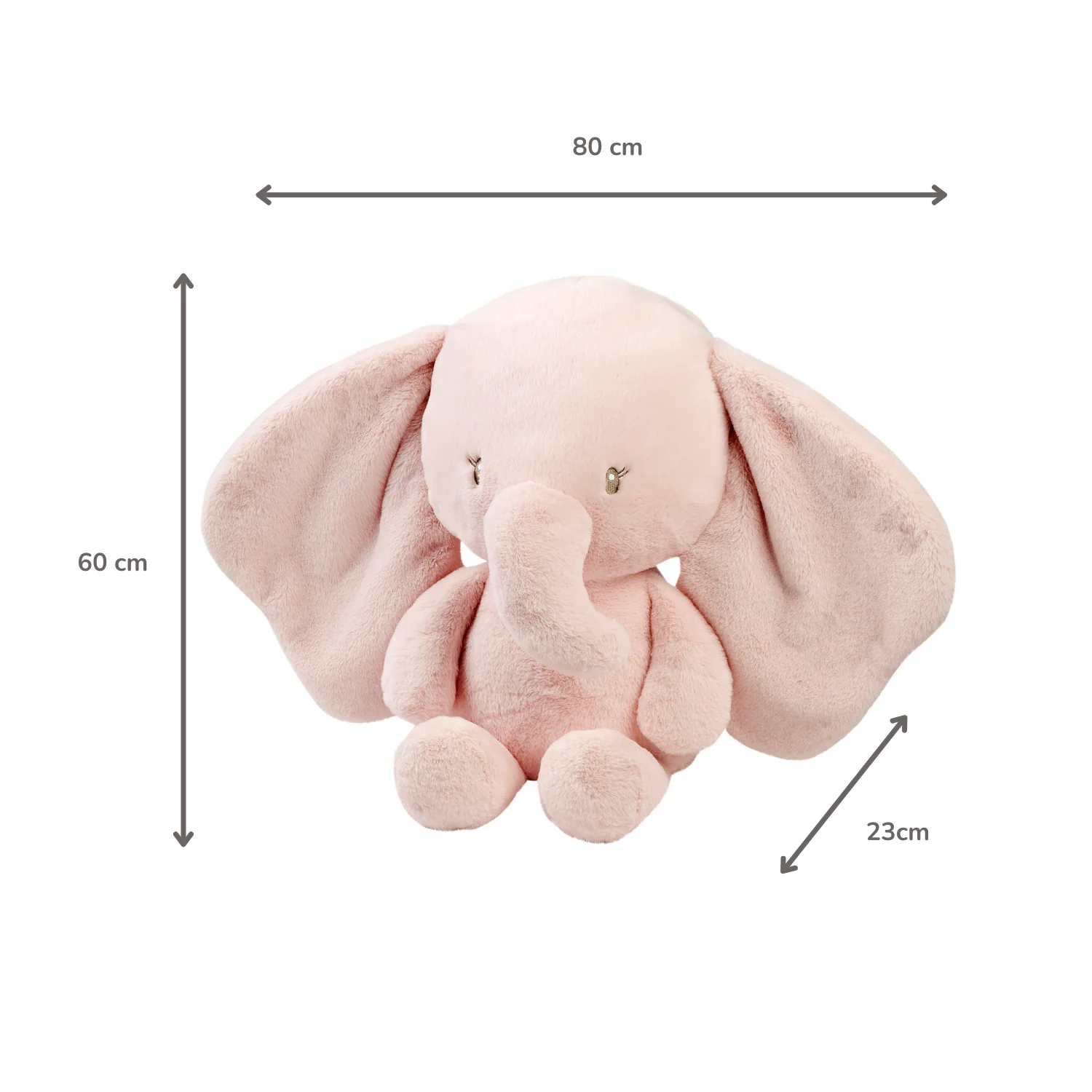 FanFan Maxi Cuddle Elephant – 60 cm – Soft Baby Plush – Pink - Image 6
