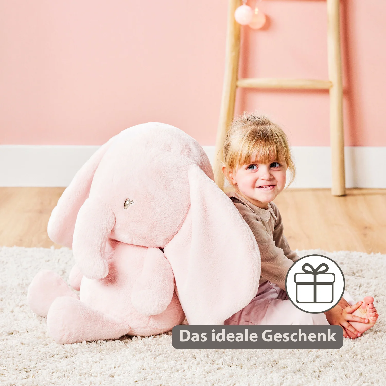 FanFan Maxi Cuddle Elephant – 60 cm – Soft Baby Plush – Pink - Image 7