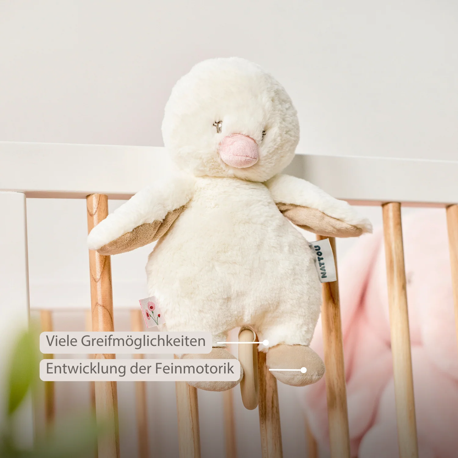 FanFan Music Cuddle Duck – 30 cm – Soft Plush Toy with Music – Off-White - Image 10