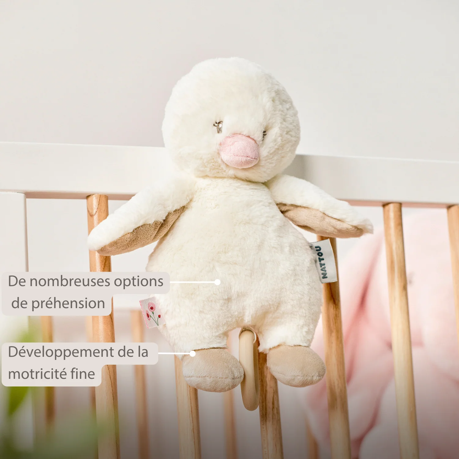 FanFan Music Cuddle Duck – 30 cm – Soft Plush Toy with Music – Off-White - Image 17