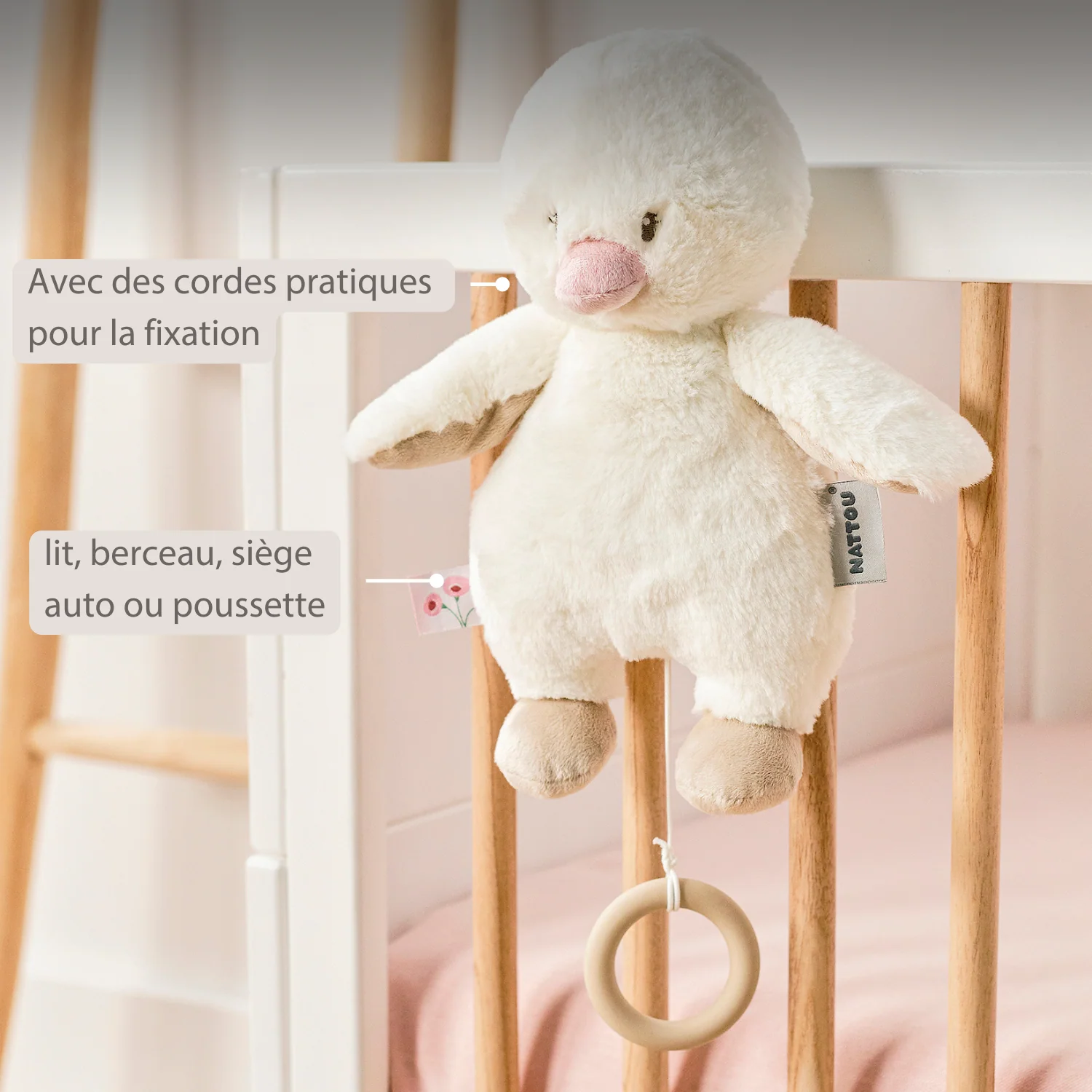 FanFan Music Cuddle Duck – 30 cm – Soft Plush Toy with Music – Off-White - Image 19