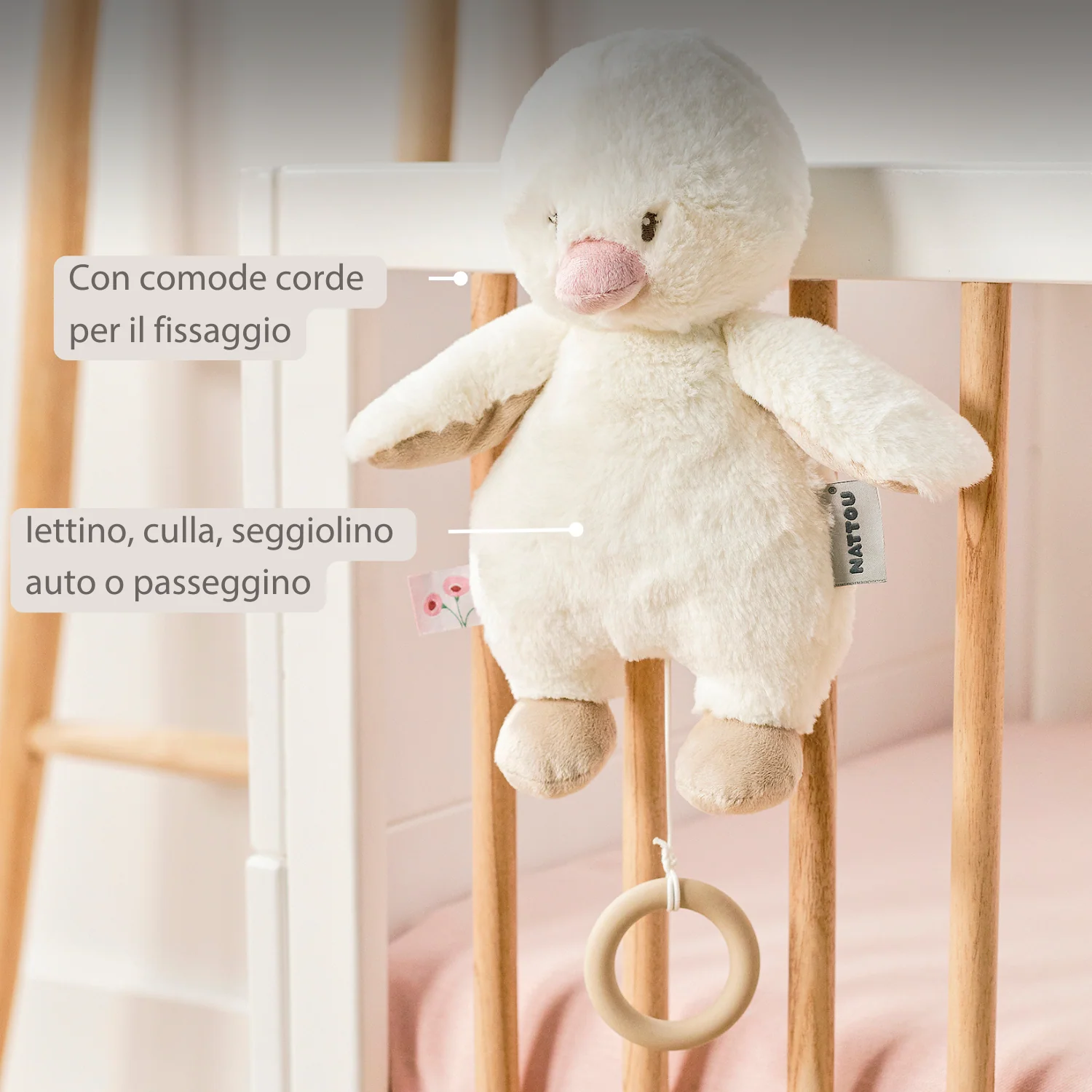 FanFan Music Cuddle Duck – 30 cm – Soft Plush Toy with Music – Off-White - Image 26