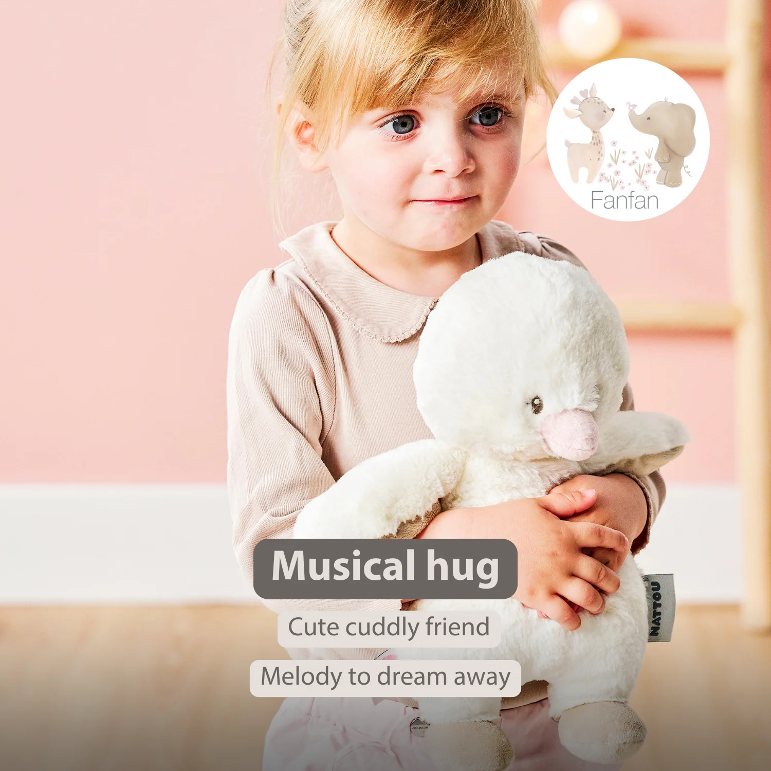 FanFan Music Cuddle Duck – 30 cm – Soft Plush Toy with Music – Off-White - Image 30