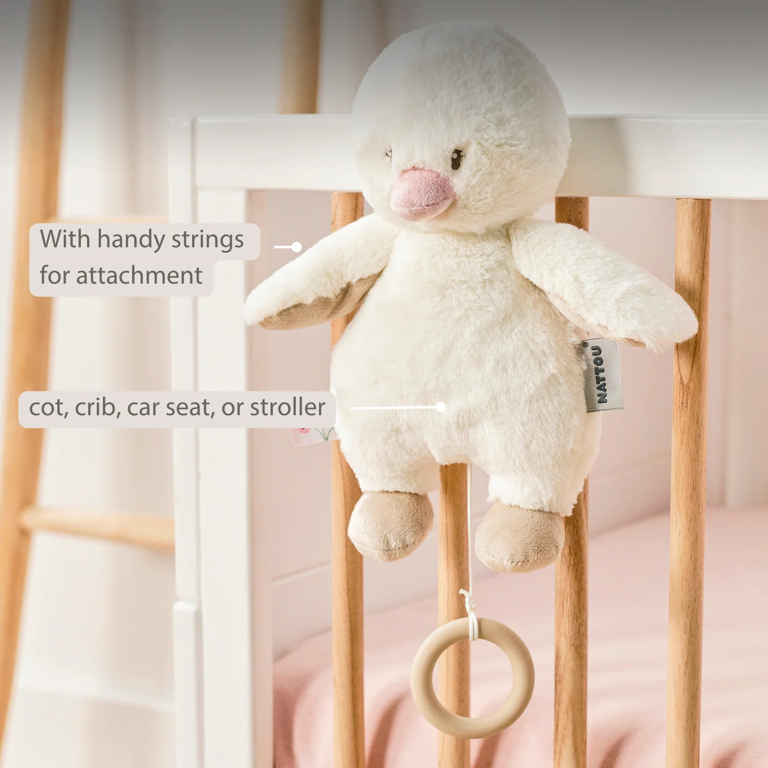 FanFan Music Cuddle Duck – 30 cm – Soft Plush Toy with Music – Off-White - Image 33