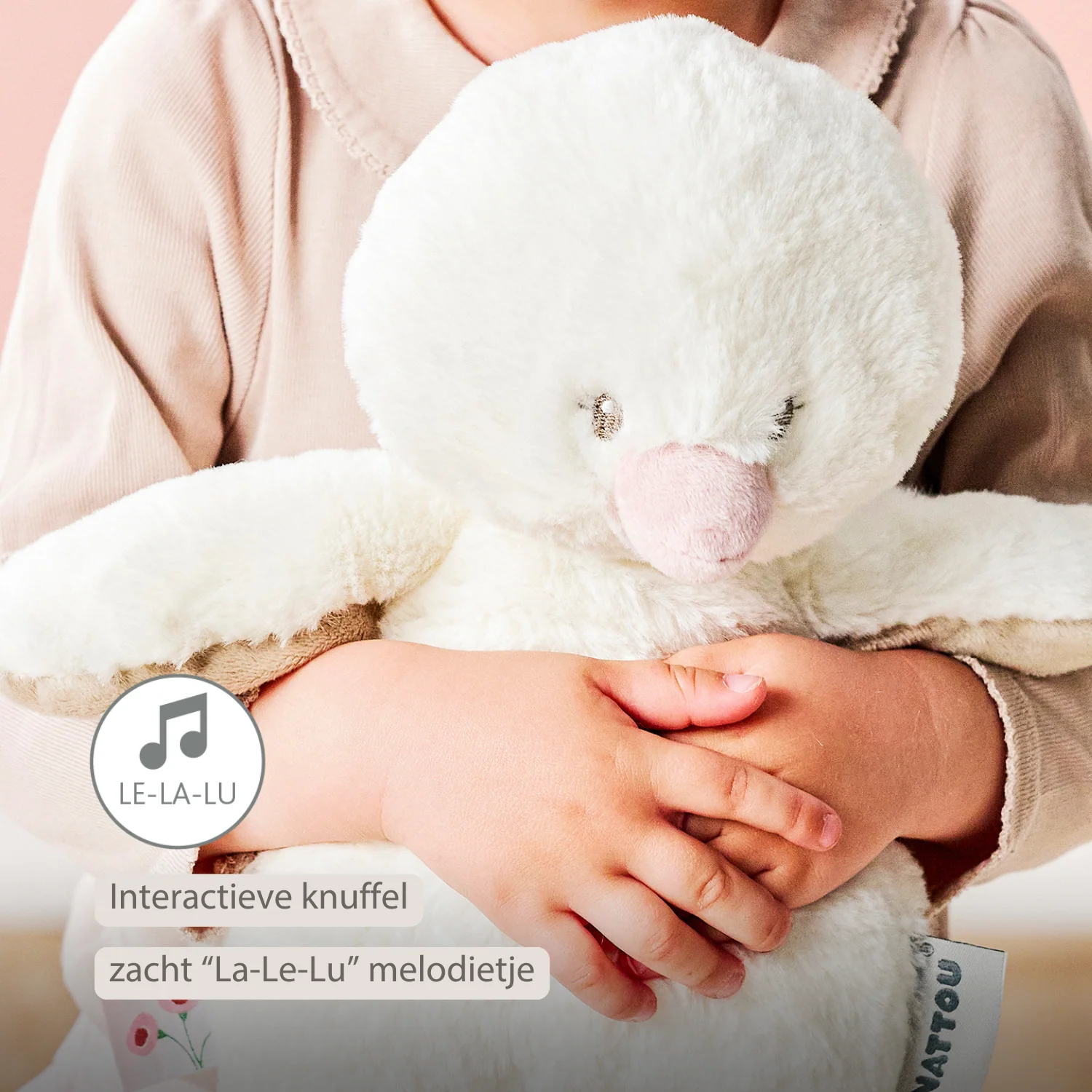 FanFan Music Cuddle Duck – 30 cm – Soft Plush Toy with Music – Off-White - Image 4