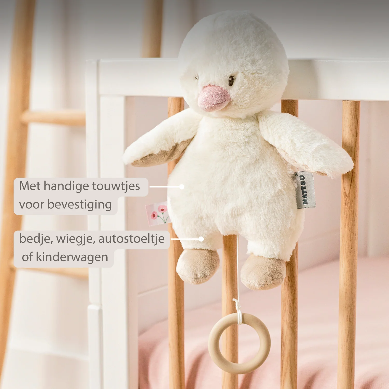 FanFan Music Cuddle Duck – 30 cm – Soft Plush Toy with Music – Off-White - Image 5