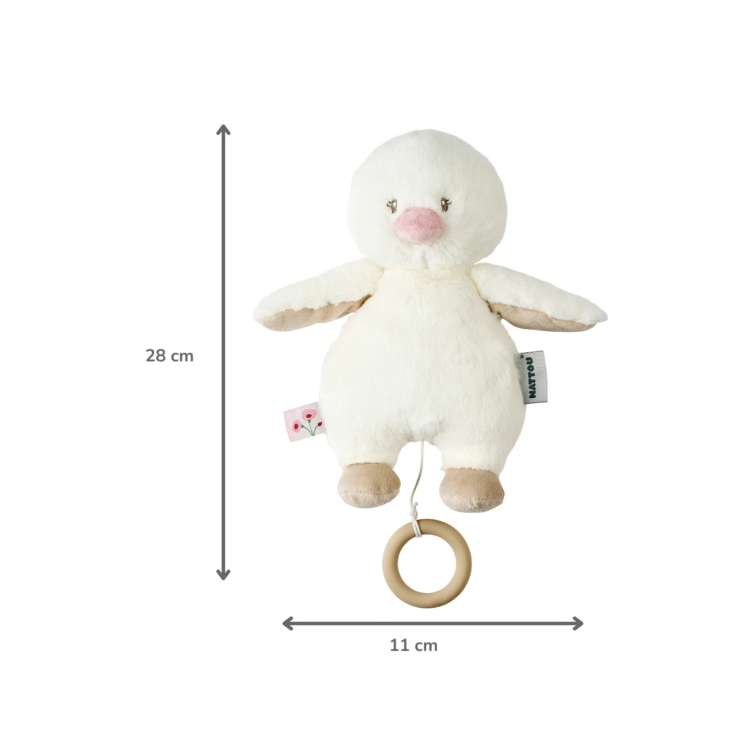 FanFan Music Cuddle Duck – 30 cm – Soft Plush Toy with Music – Off-White - Image 6
