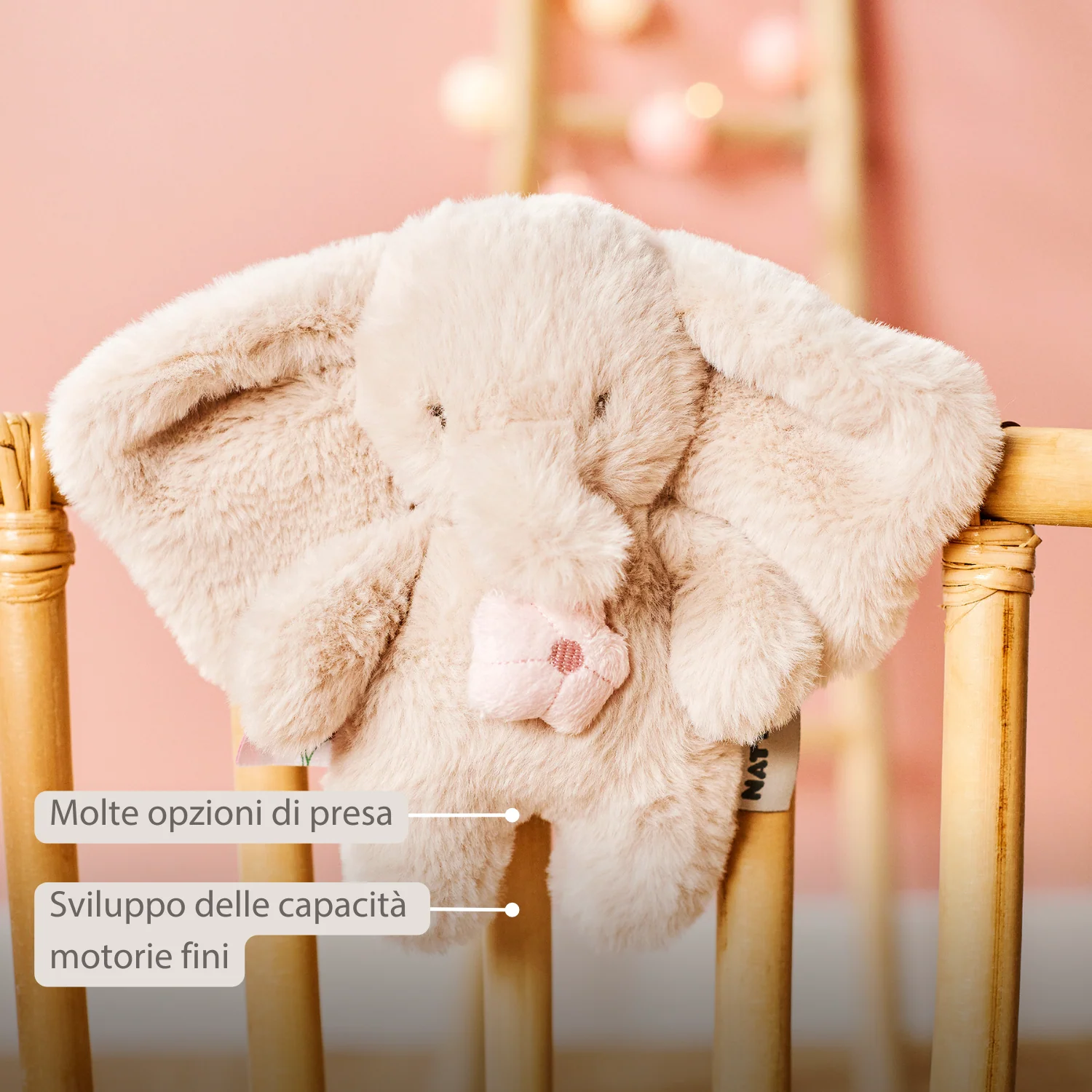 FanFan Musical Cuddle Toy Elephant - 20 cm - Soft Plush with Music - Sand - Image 10
