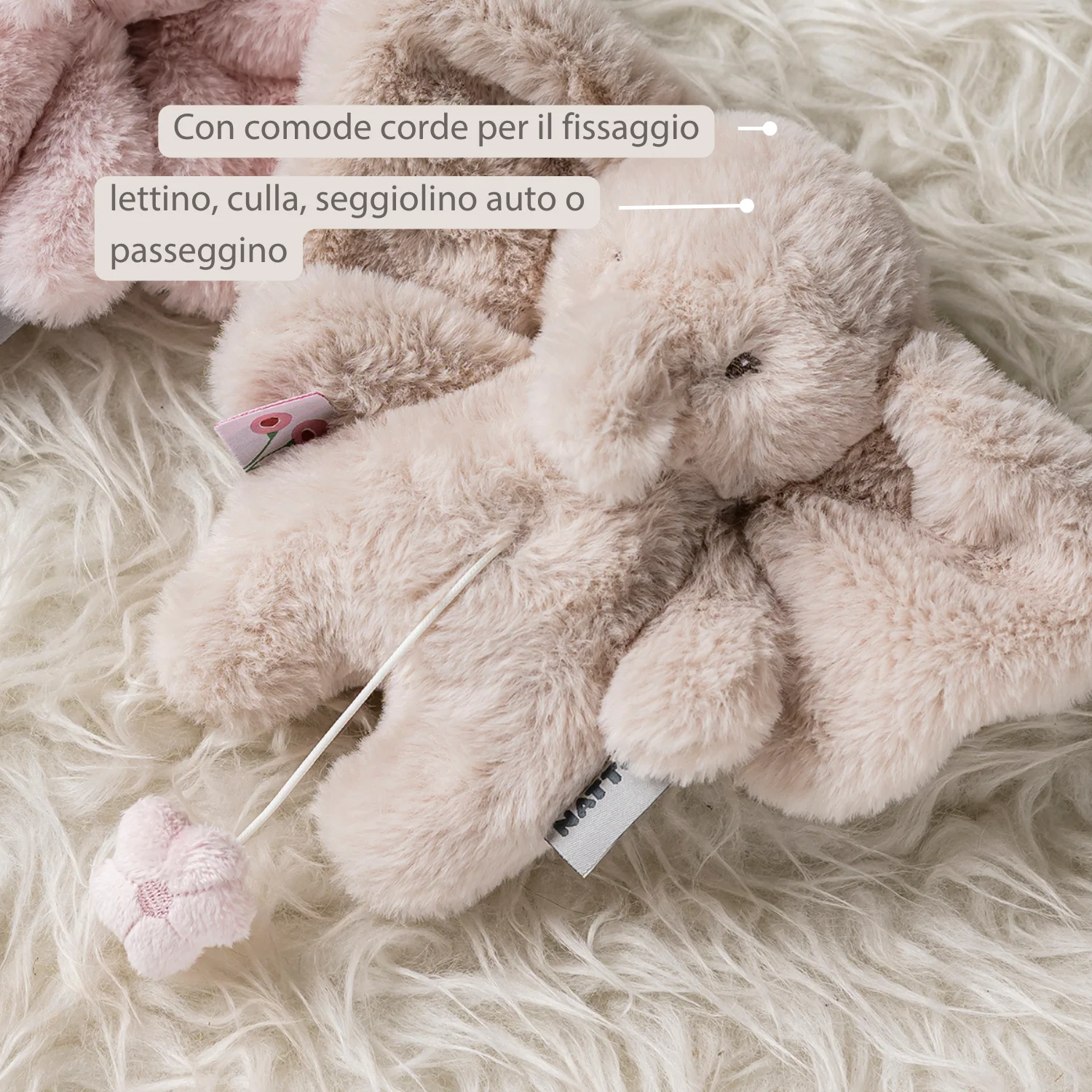 FanFan Musical Cuddle Toy Elephant - 20 cm - Soft Plush with Music - Sand - Image 12