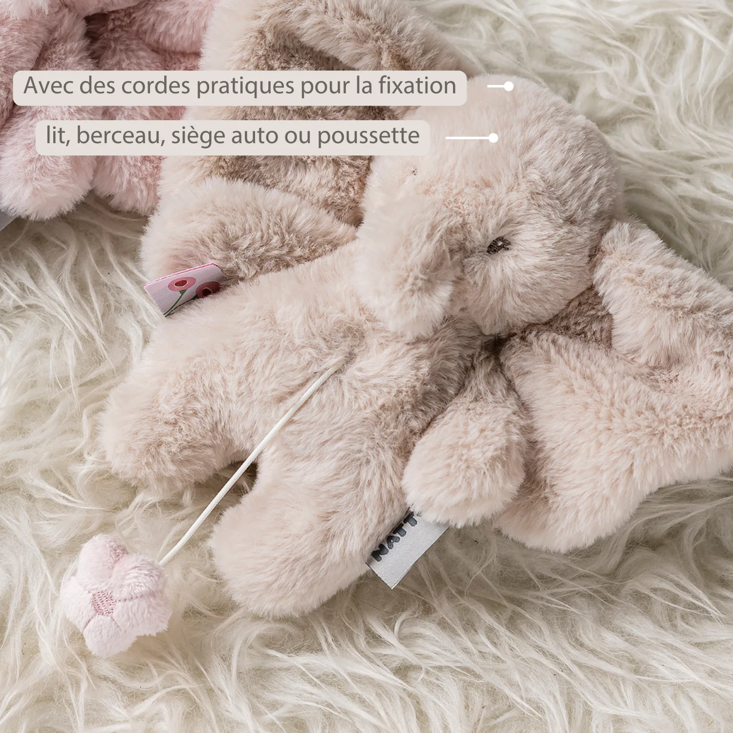 FanFan Musical Cuddle Toy Elephant - 20 cm - Soft Plush with Music - Sand - Image 19