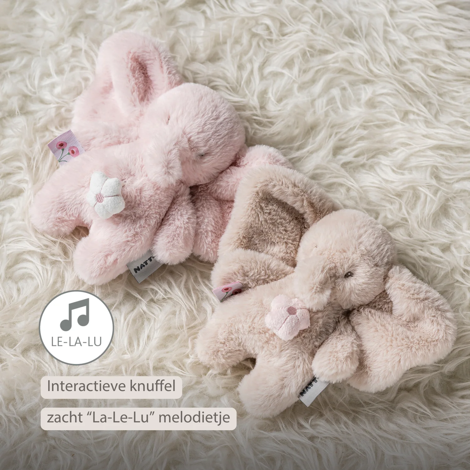 FanFan Musical Cuddle Toy Elephant - 20 cm - Soft Plush with Music - Sand - Image 25