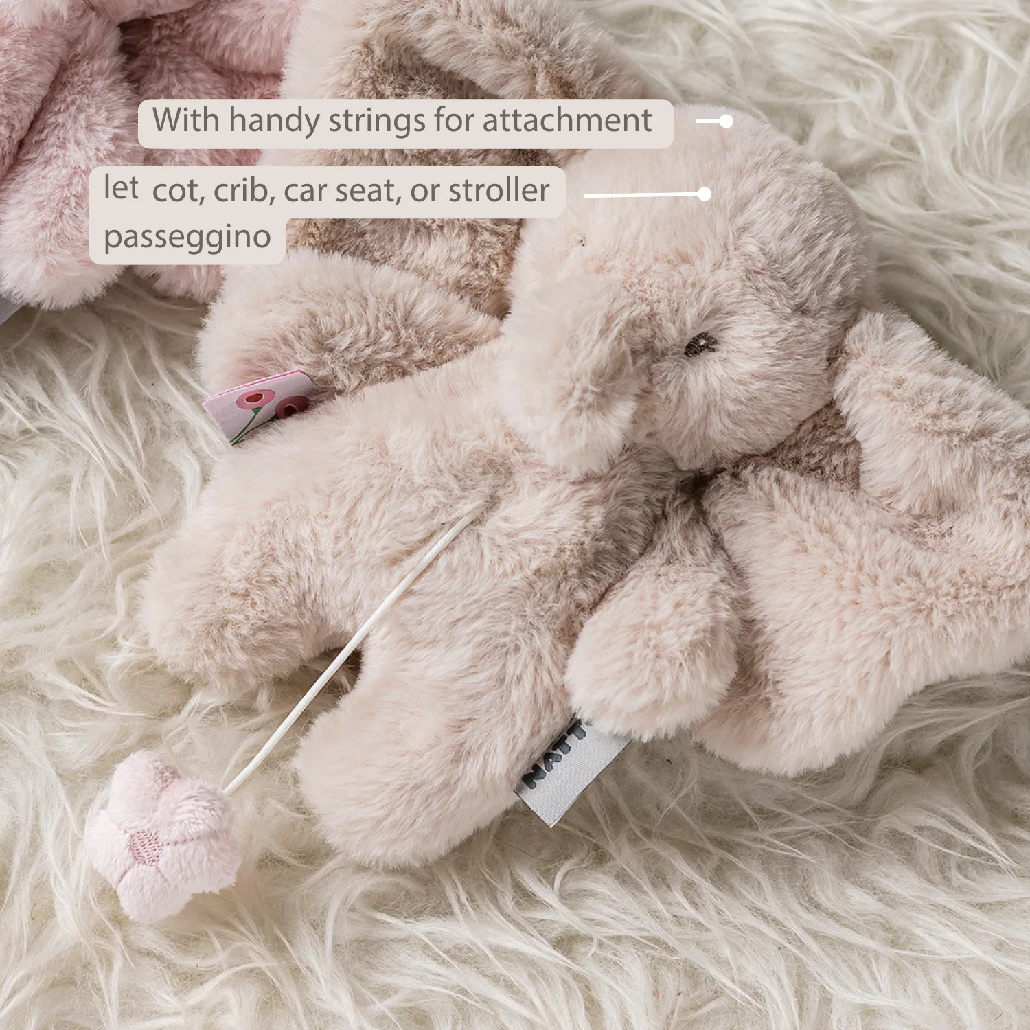 FanFan Musical Cuddle Toy Elephant - 20 cm - Soft Plush with Music - Sand - Image 33