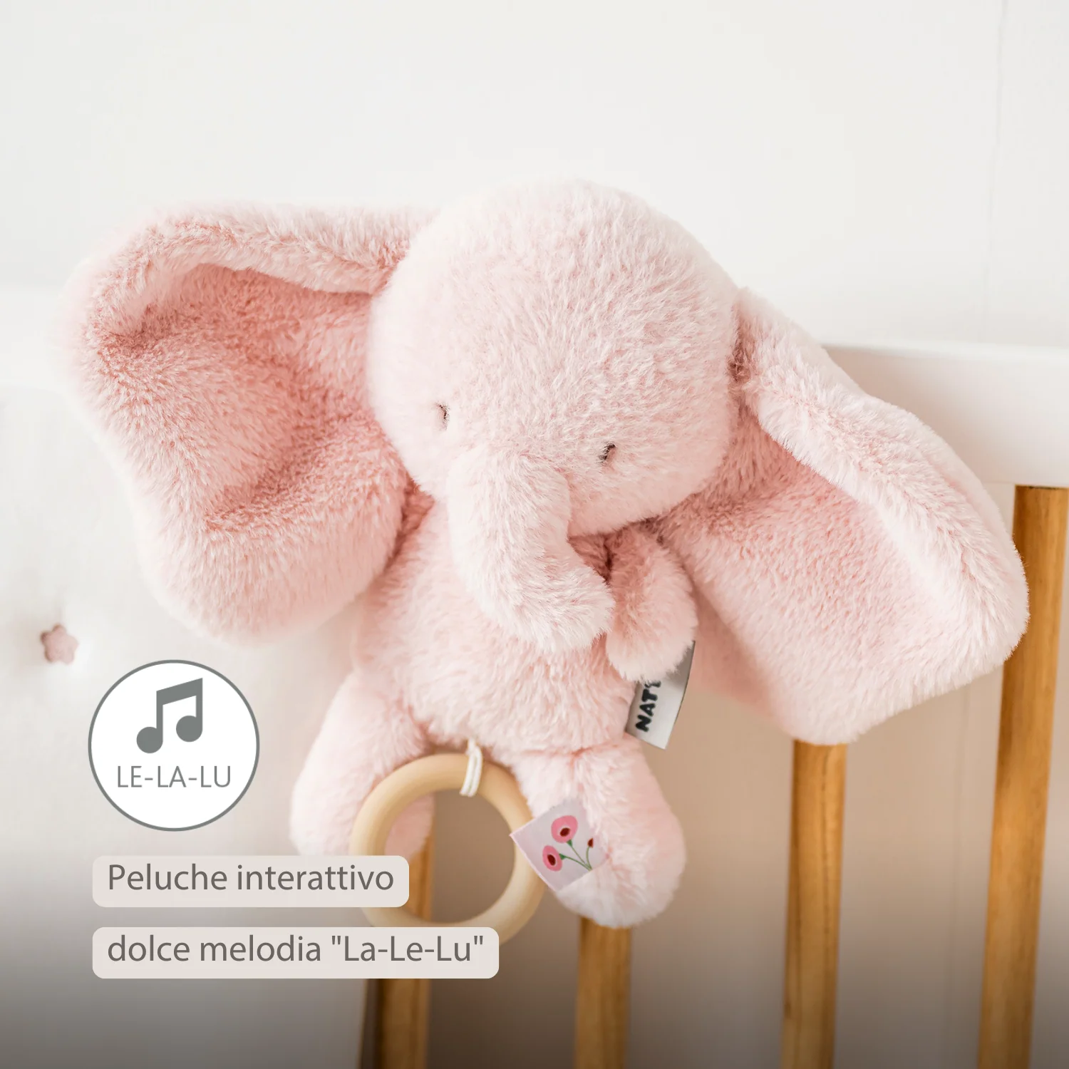 FanFan Musical Cuddle Toy Elephant - 25 cm - Soft Plush with Music - Pink - Image 11