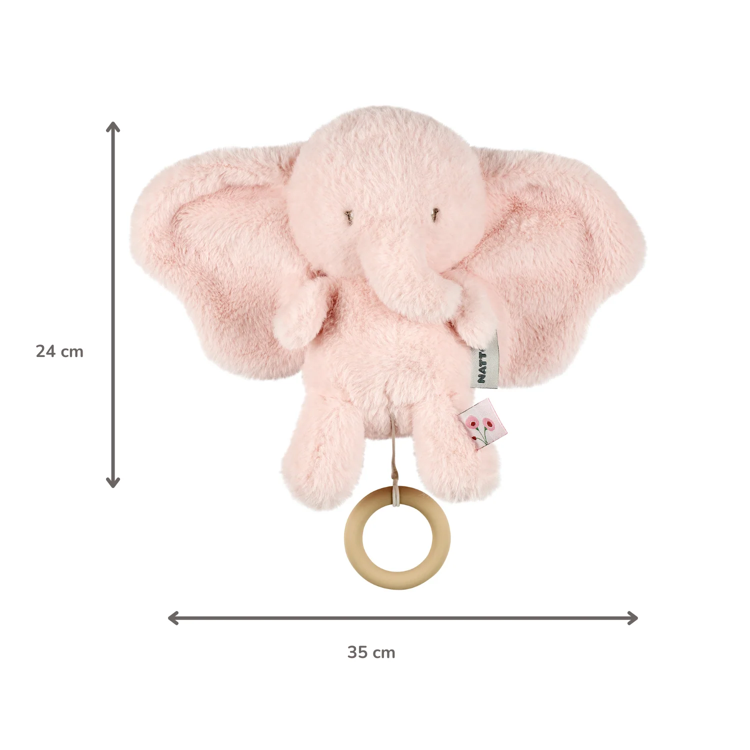 FanFan Musical Cuddle Toy Elephant - 25 cm - Soft Plush with Music - Pink - Image 13