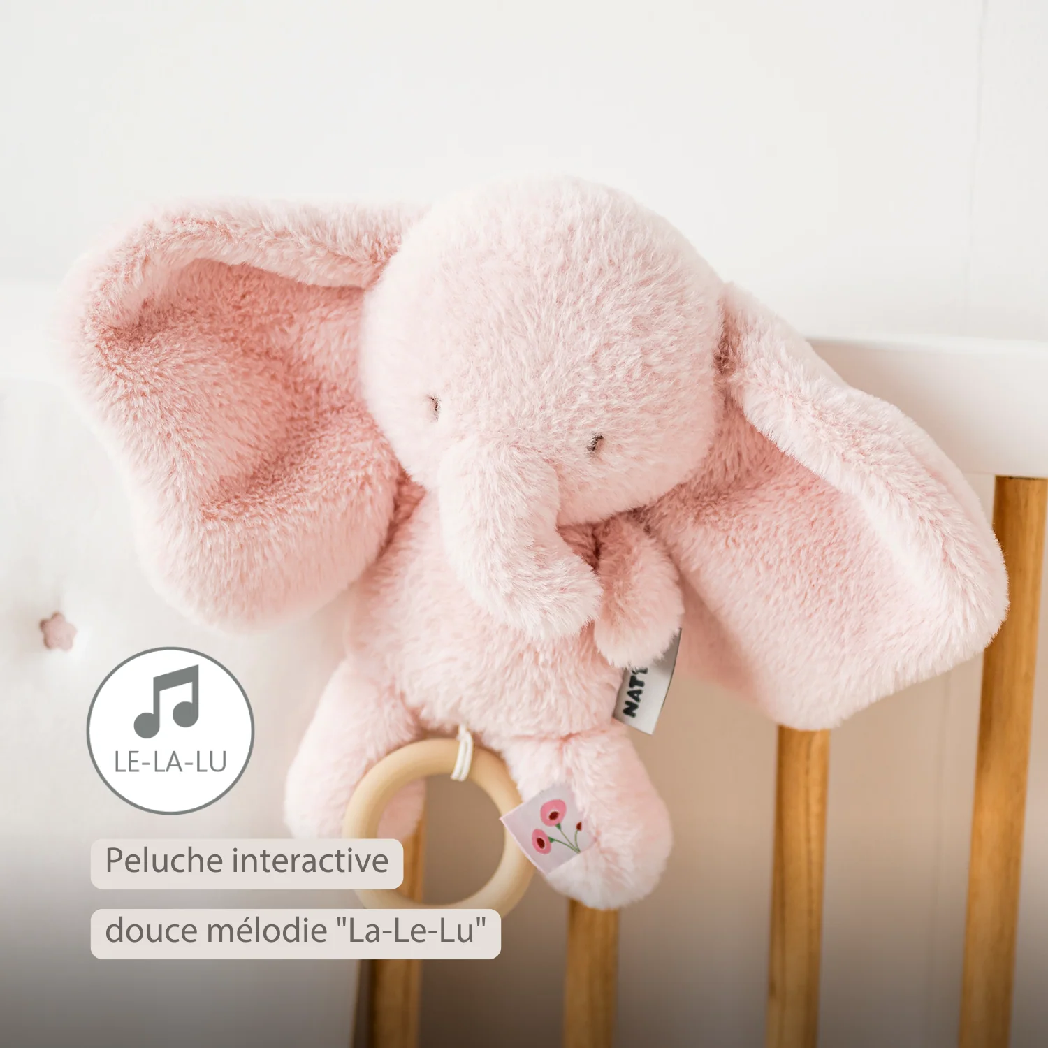 FanFan Musical Cuddle Toy Elephant - 25 cm - Soft Plush with Music - Pink - Image 18