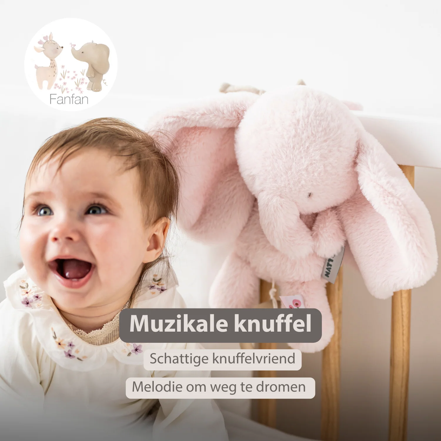 FanFan Musical Cuddle Toy Elephant - 25 cm - Soft Plush with Music - Pink - Image 23
