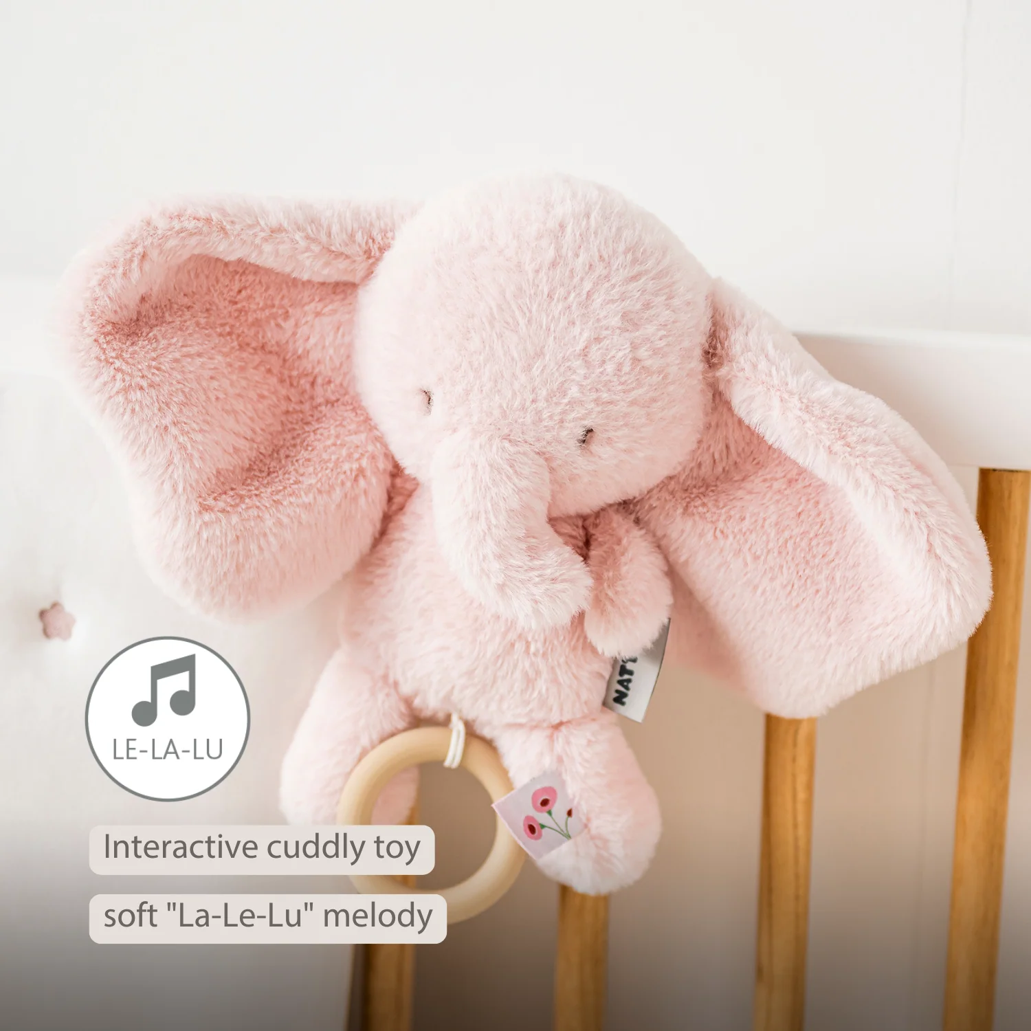 FanFan Musical Cuddle Toy Elephant - 25 cm - Soft Plush with Music - Pink - Image 32