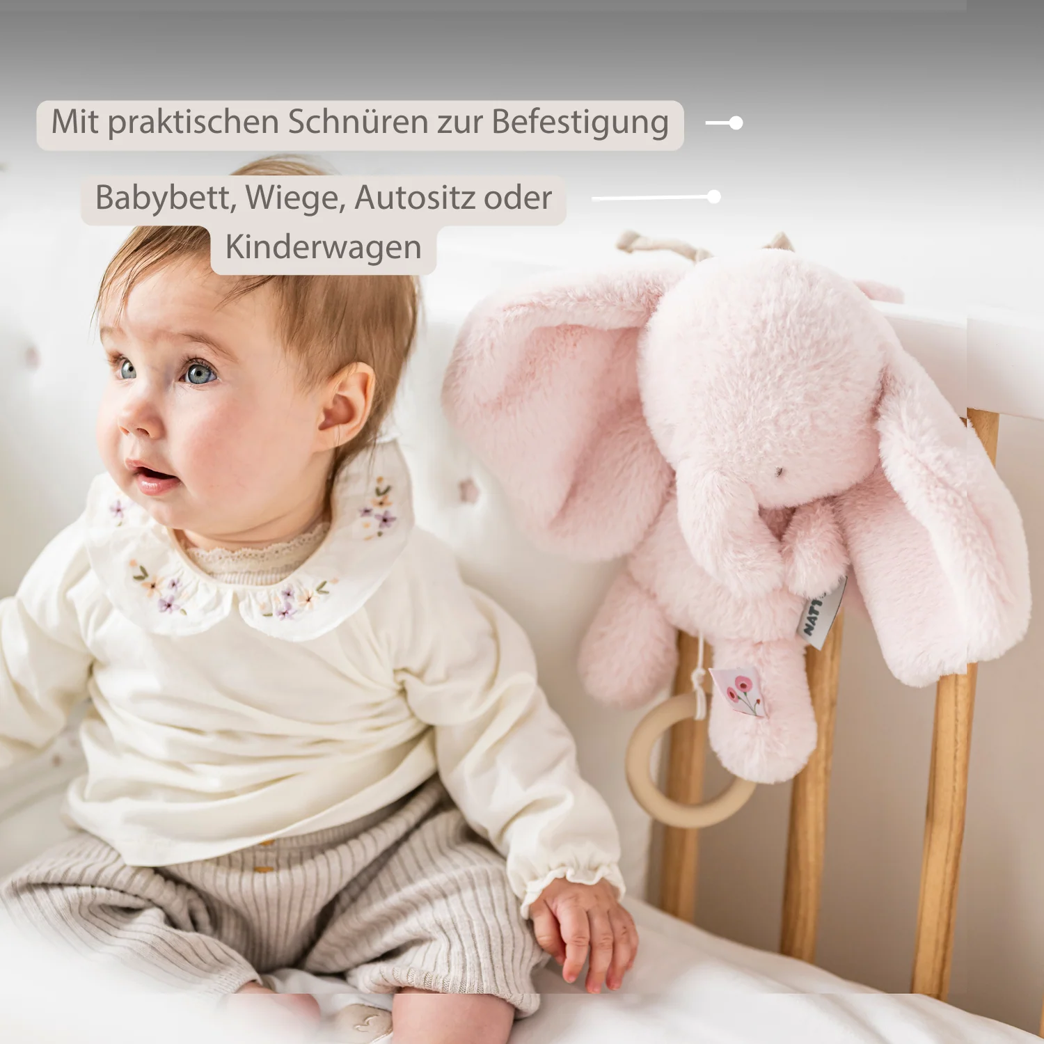 FanFan Musical Cuddle Toy Elephant - 25 cm - Soft Plush with Music - Pink - Image 5