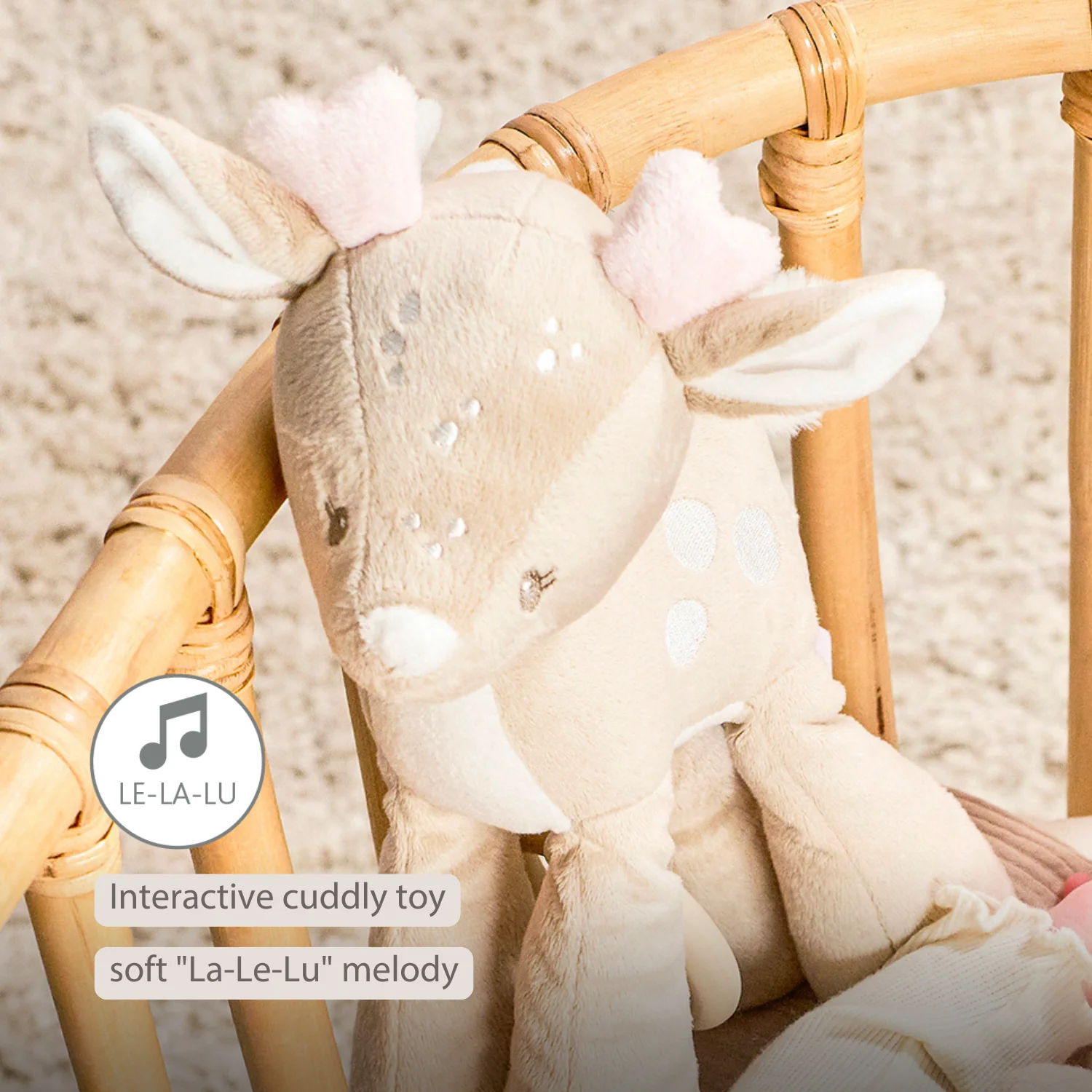 FanFan Musical soft toy little deer - 25 cm - Soft toy with music - Beige - Image 32