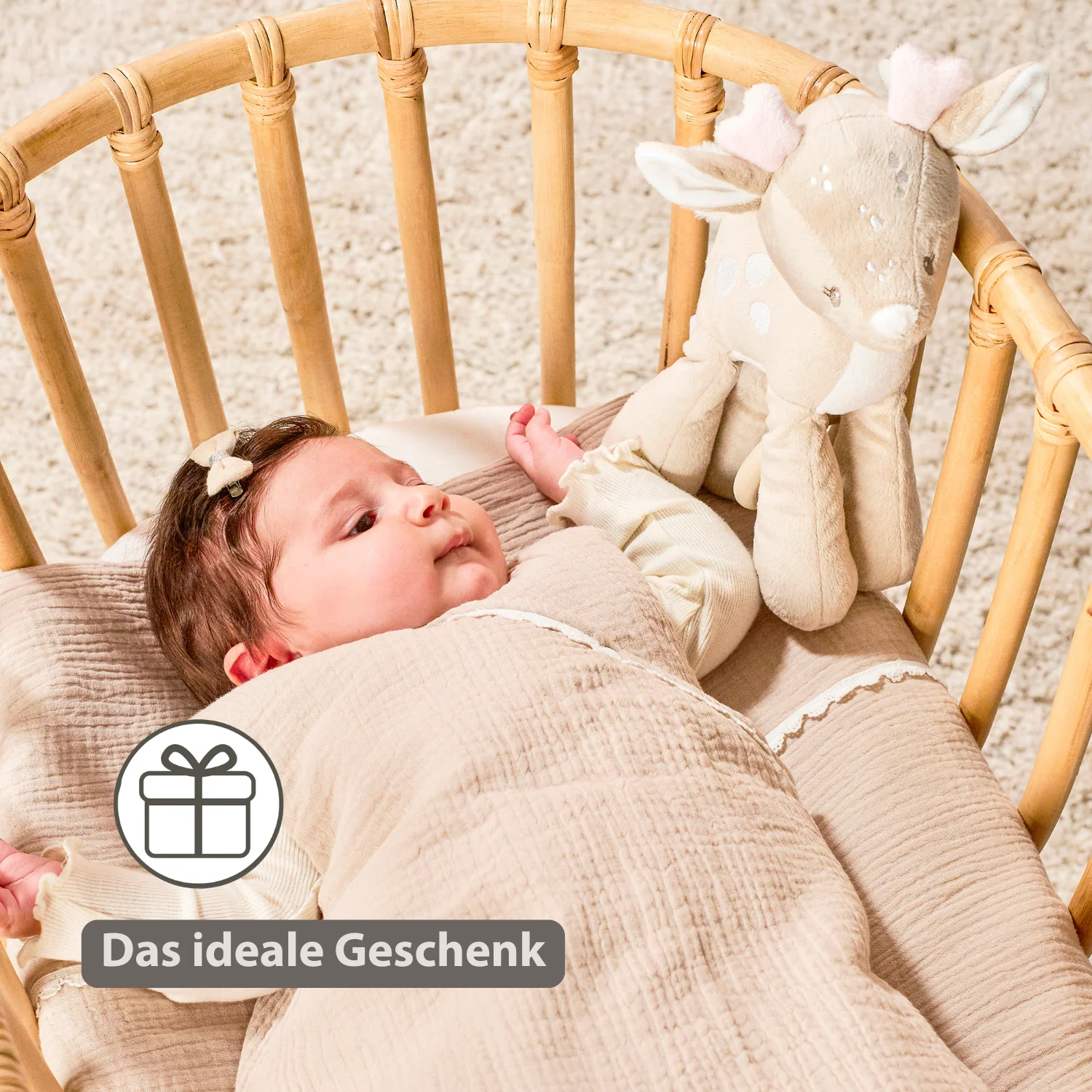 FanFan Musical soft toy little deer - 25 cm - Soft toy with music - Beige - Image 7