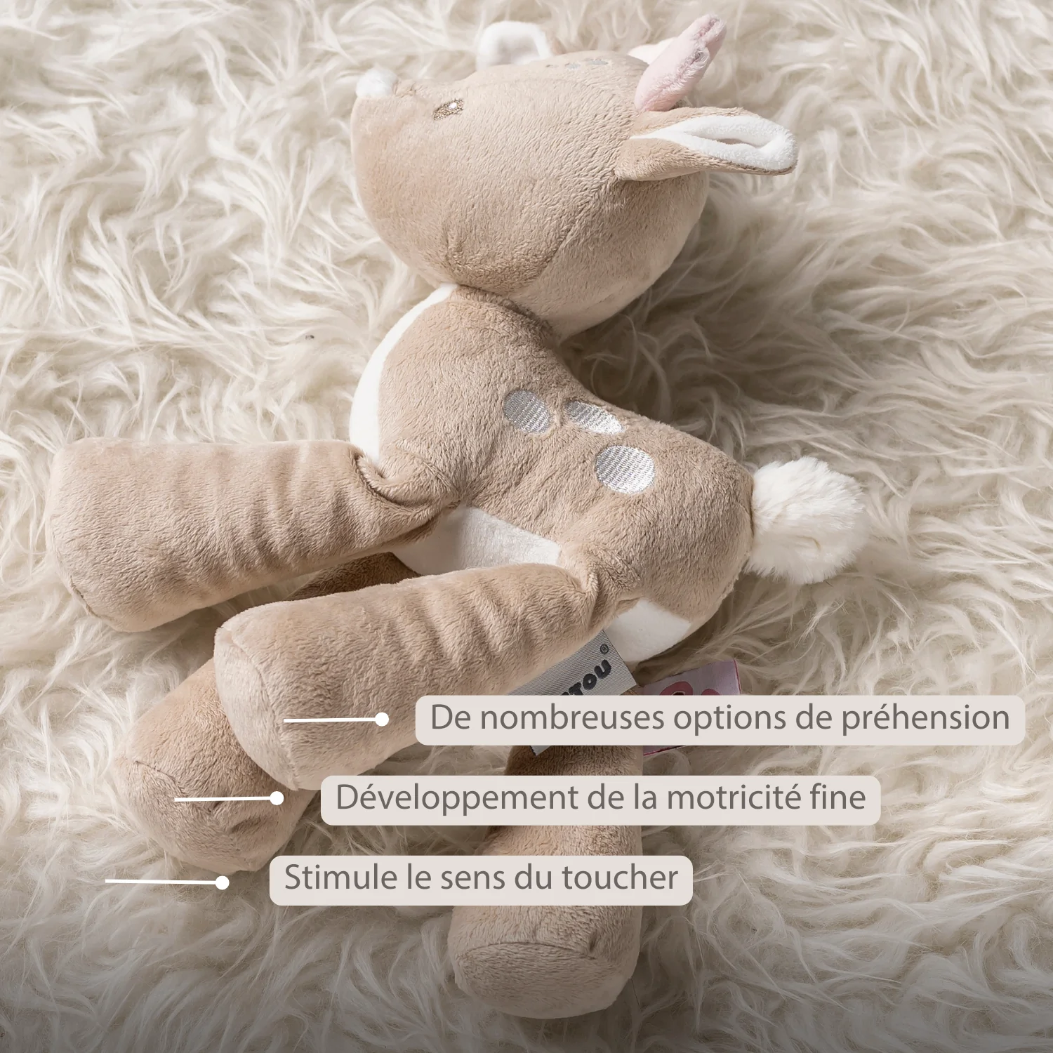 FanFan Plush Deer - 30 cm - Soft Baby Plush - Beige - Image 17