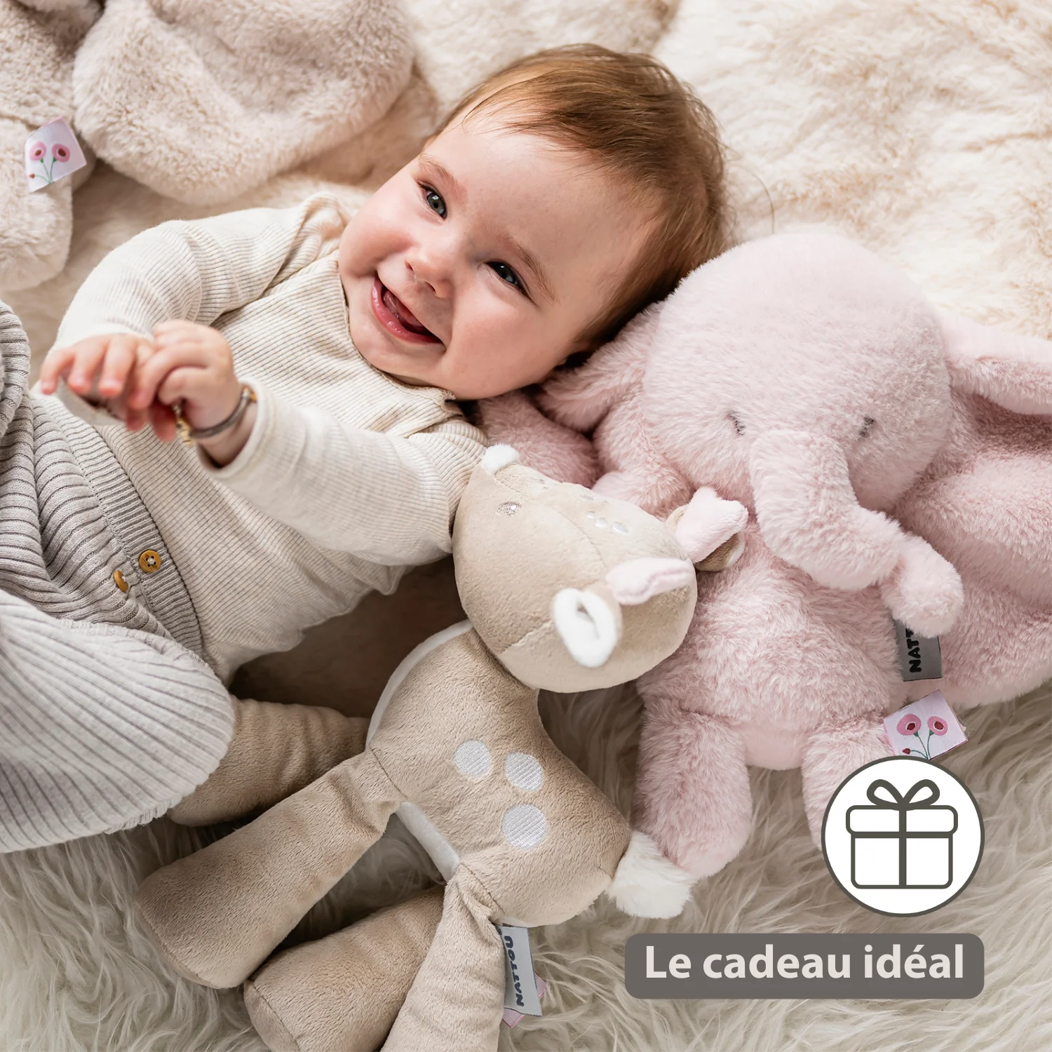 FanFan Plush Deer - 30 cm - Soft Baby Plush - Beige - Image 21