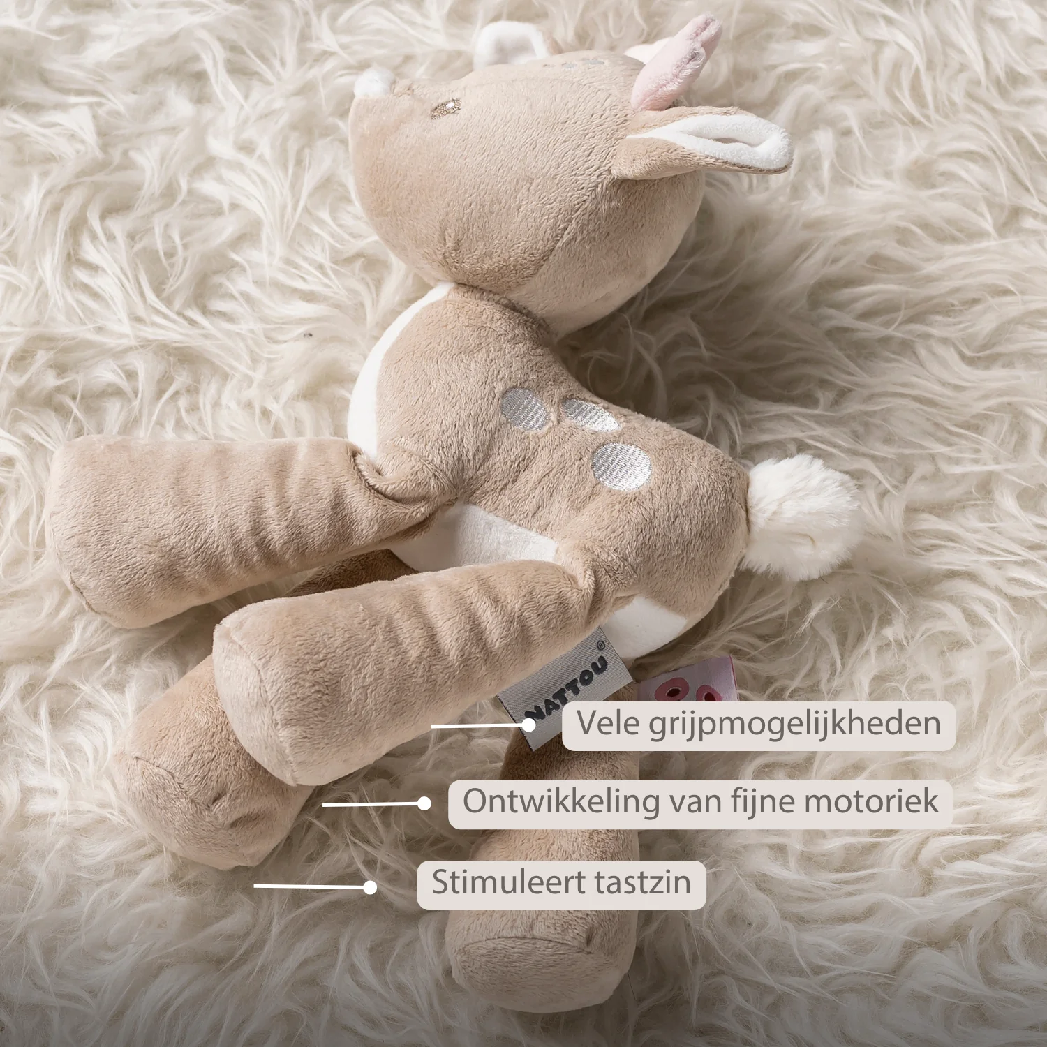 FanFan Plush Deer - 30 cm - Soft Baby Plush - Beige - Image 24