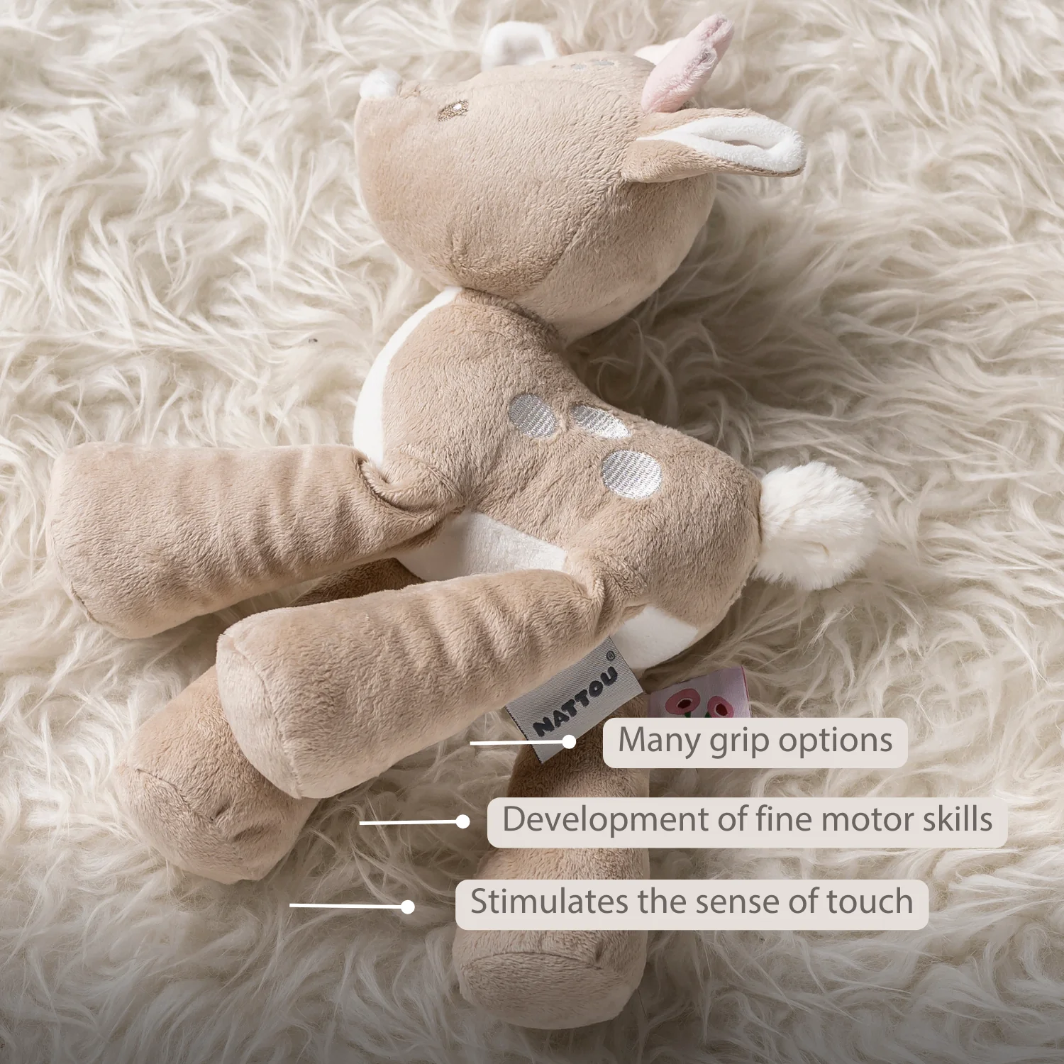 FanFan Plush Deer - 30 cm - Soft Baby Plush - Beige - Image 31