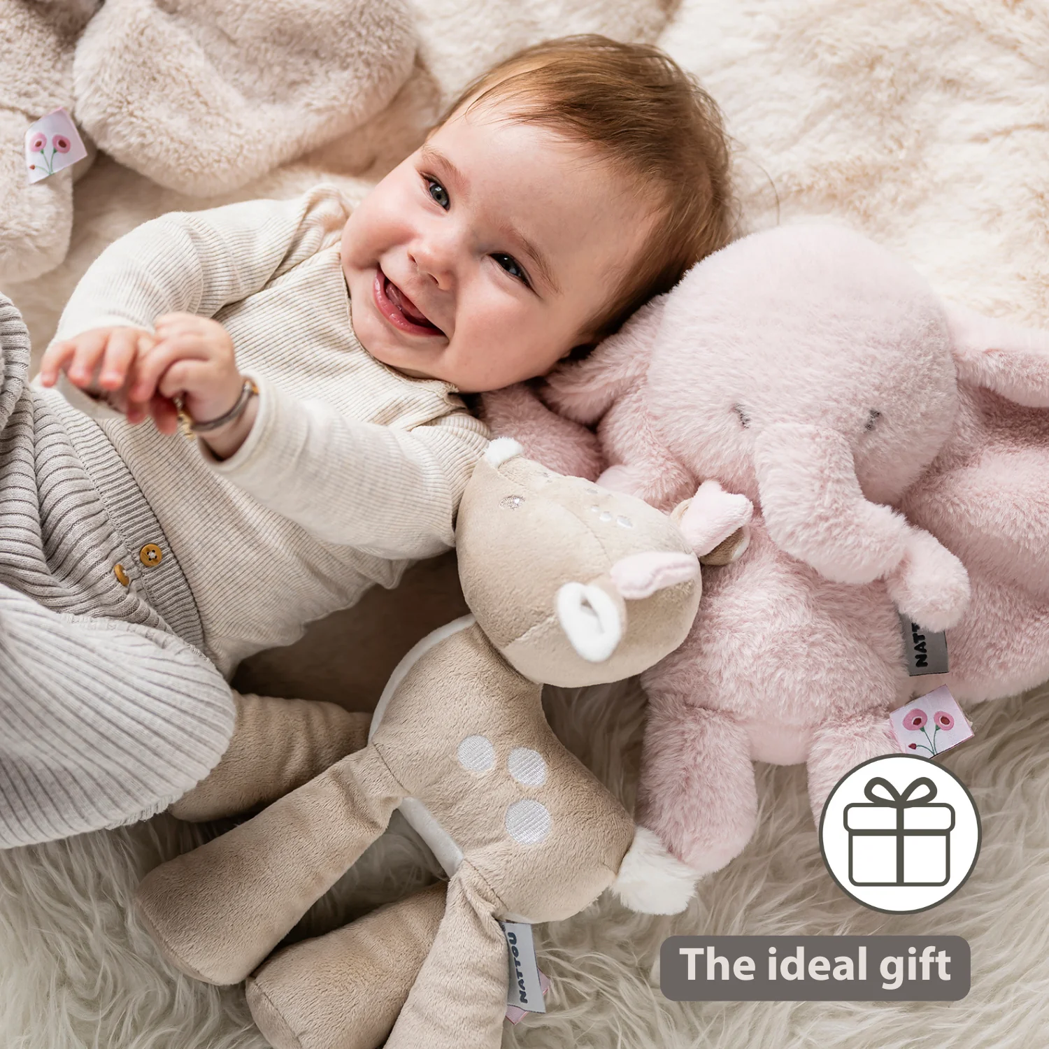 FanFan Plush Deer - 30 cm - Soft Baby Plush - Beige - Image 35