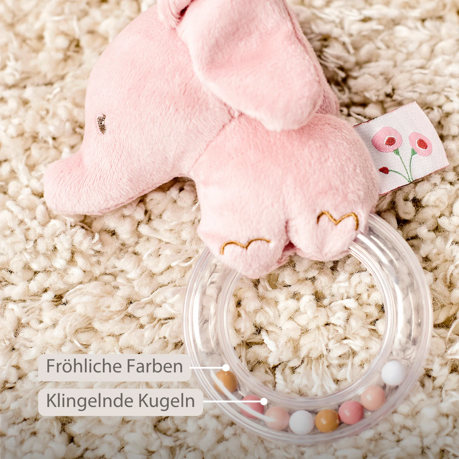 FanFan Rattle Baby Elephant - 15 cm - Baby Teether - Image 3