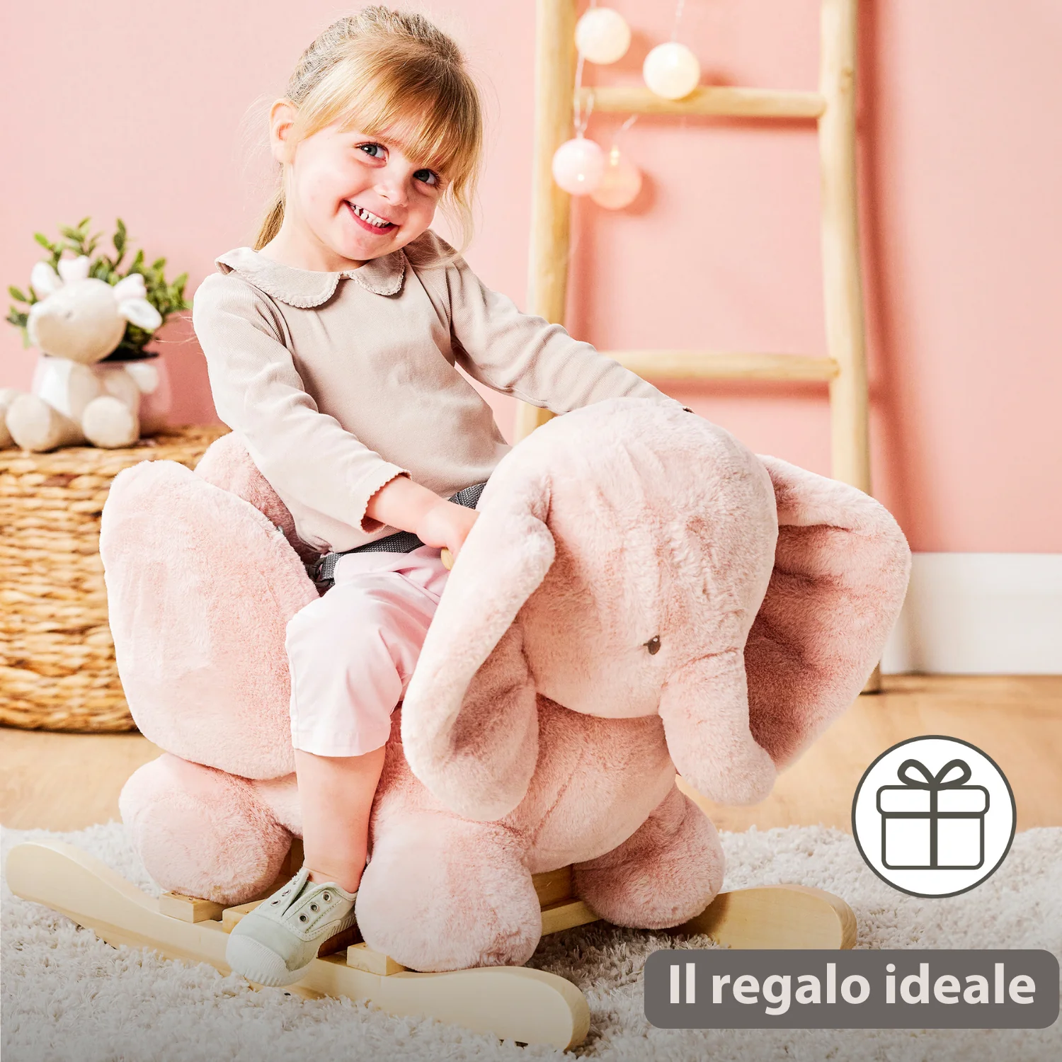 FanFan Rocking Horse Elephant – Rocking Animal – Old Pink - Image 14