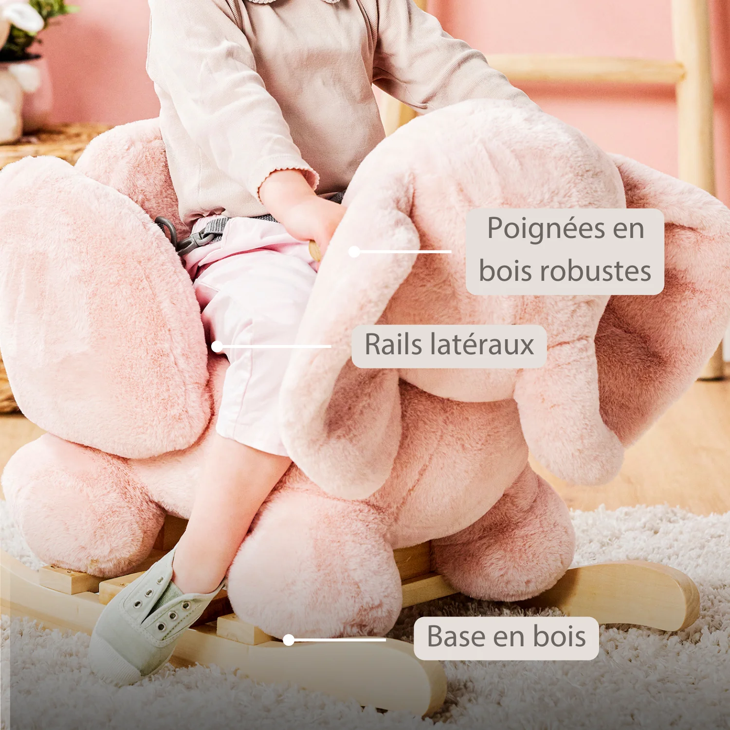 FanFan Rocking Horse Elephant – Rocking Animal – Old Pink - Image 18
