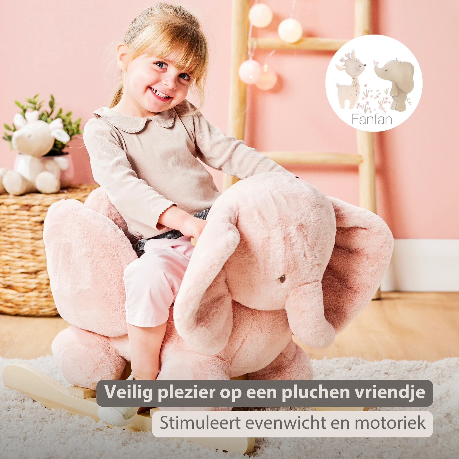 FanFan Rocking Horse Elephant – Rocking Animal – Old Pink - Image 23