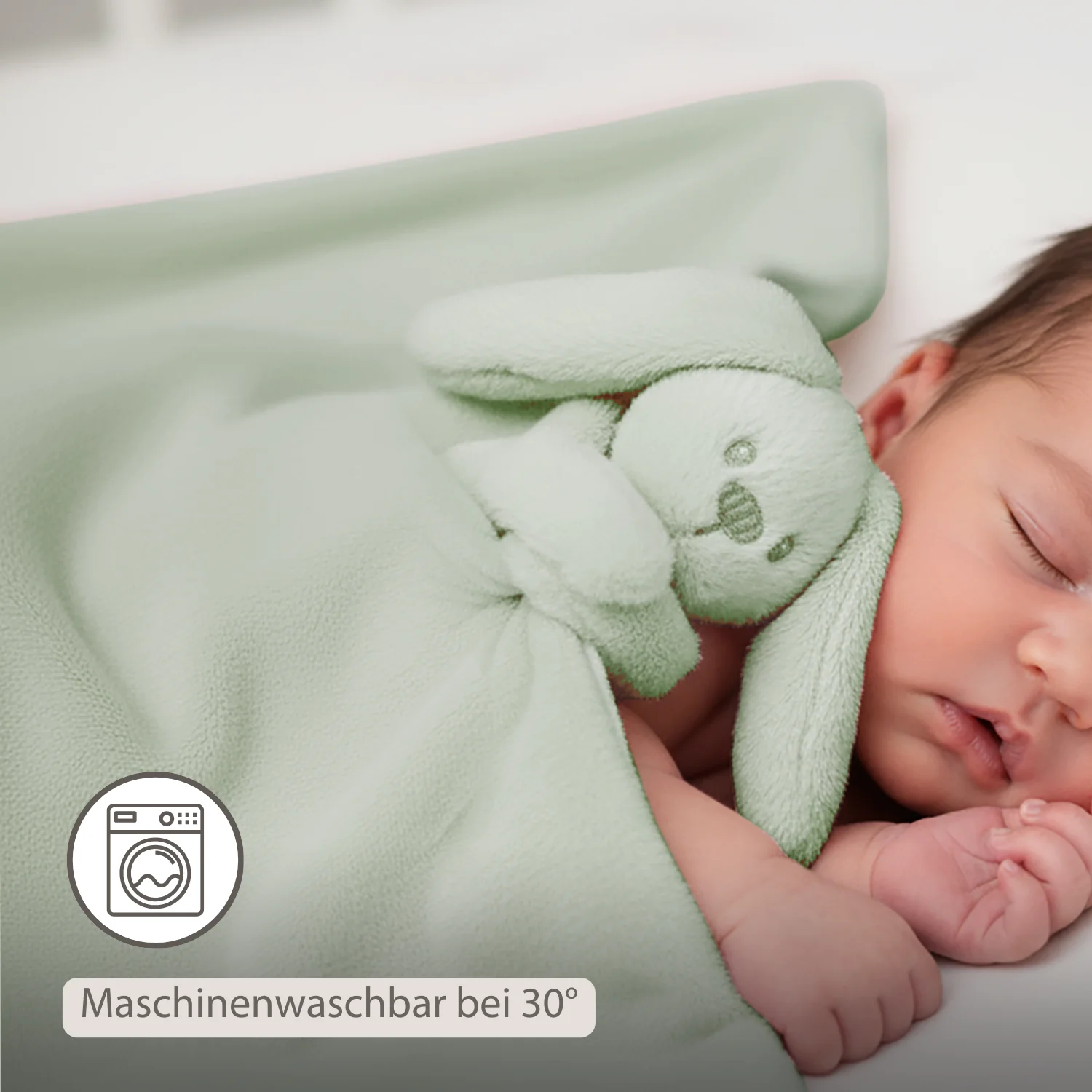 Lapidou Baby Blanket with Plush - 50 x 50 cm - Doudou Rabbit - Linden Green - Image 11