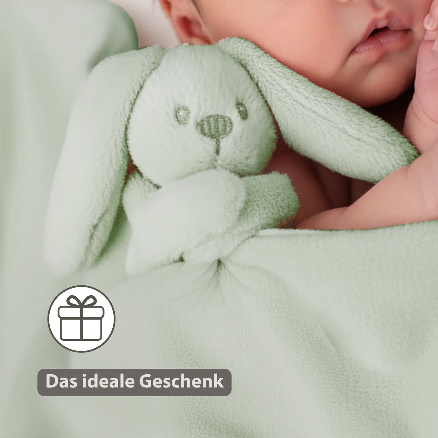 Lapidou Baby Blanket with Plush - 50 x 50 cm - Doudou Rabbit - Linden Green - Image 14