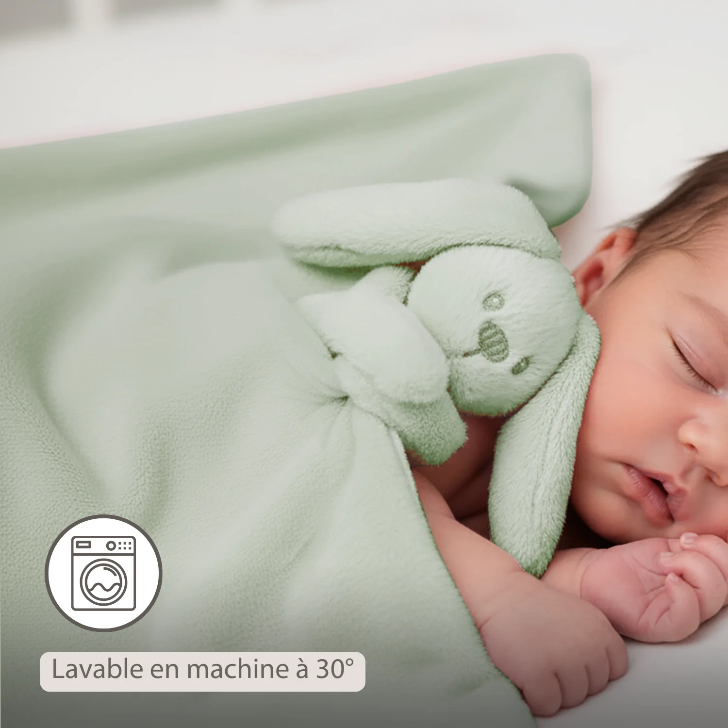 Lapidou Baby Blanket with Plush - 50 x 50 cm - Doudou Rabbit - Linden Green - Image 18