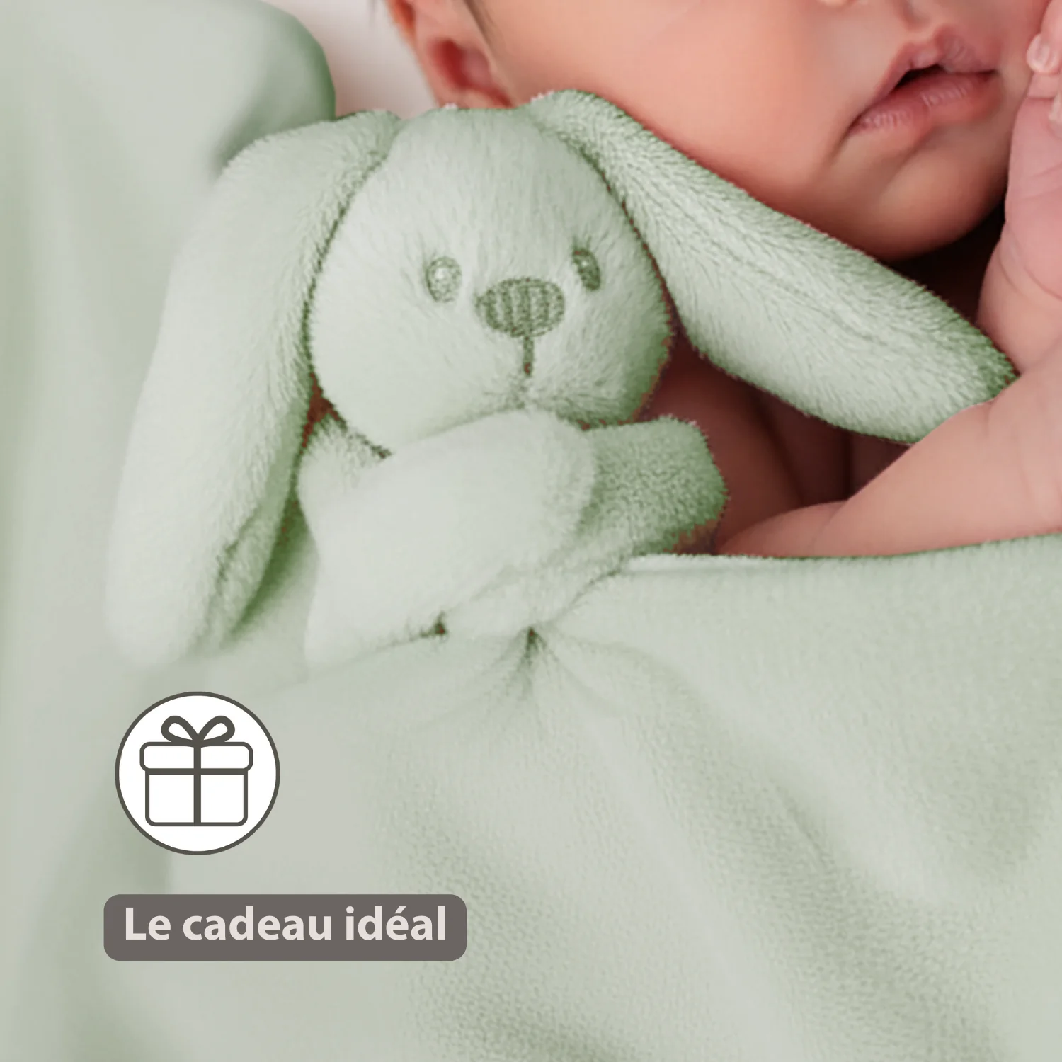 Lapidou Baby Blanket with Plush - 50 x 50 cm - Doudou Rabbit - Linden Green - Image 21