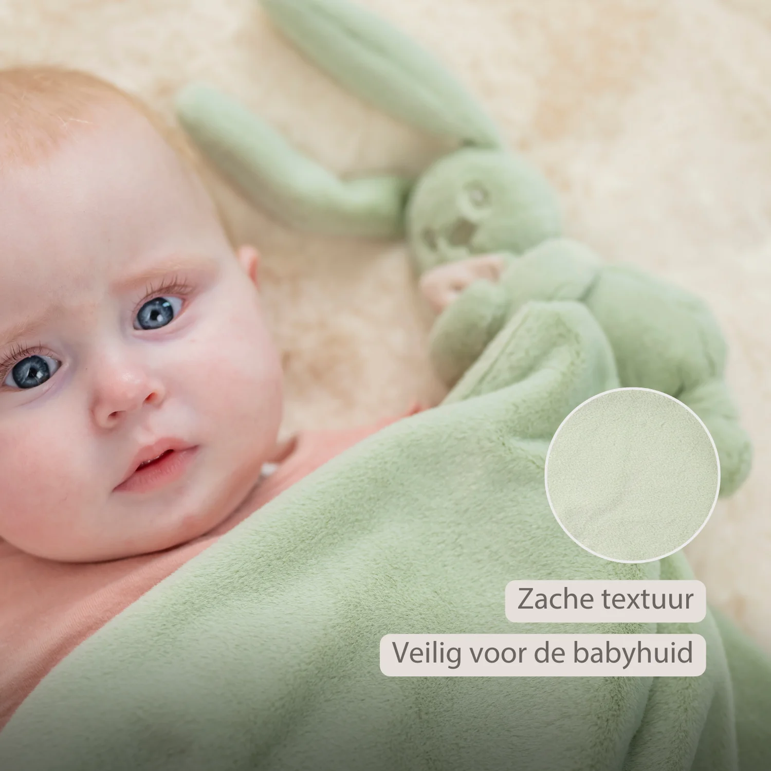 Lapidou Baby Blanket with Plush - 50 x 50 cm - Doudou Rabbit - Linden Green - Image 26