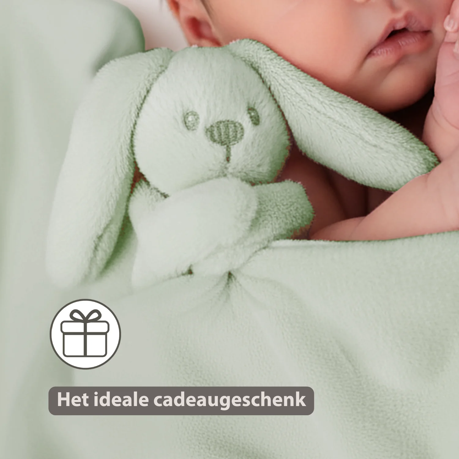 Lapidou Baby Blanket with Plush - 50 x 50 cm - Doudou Rabbit - Linden Green - Image 28