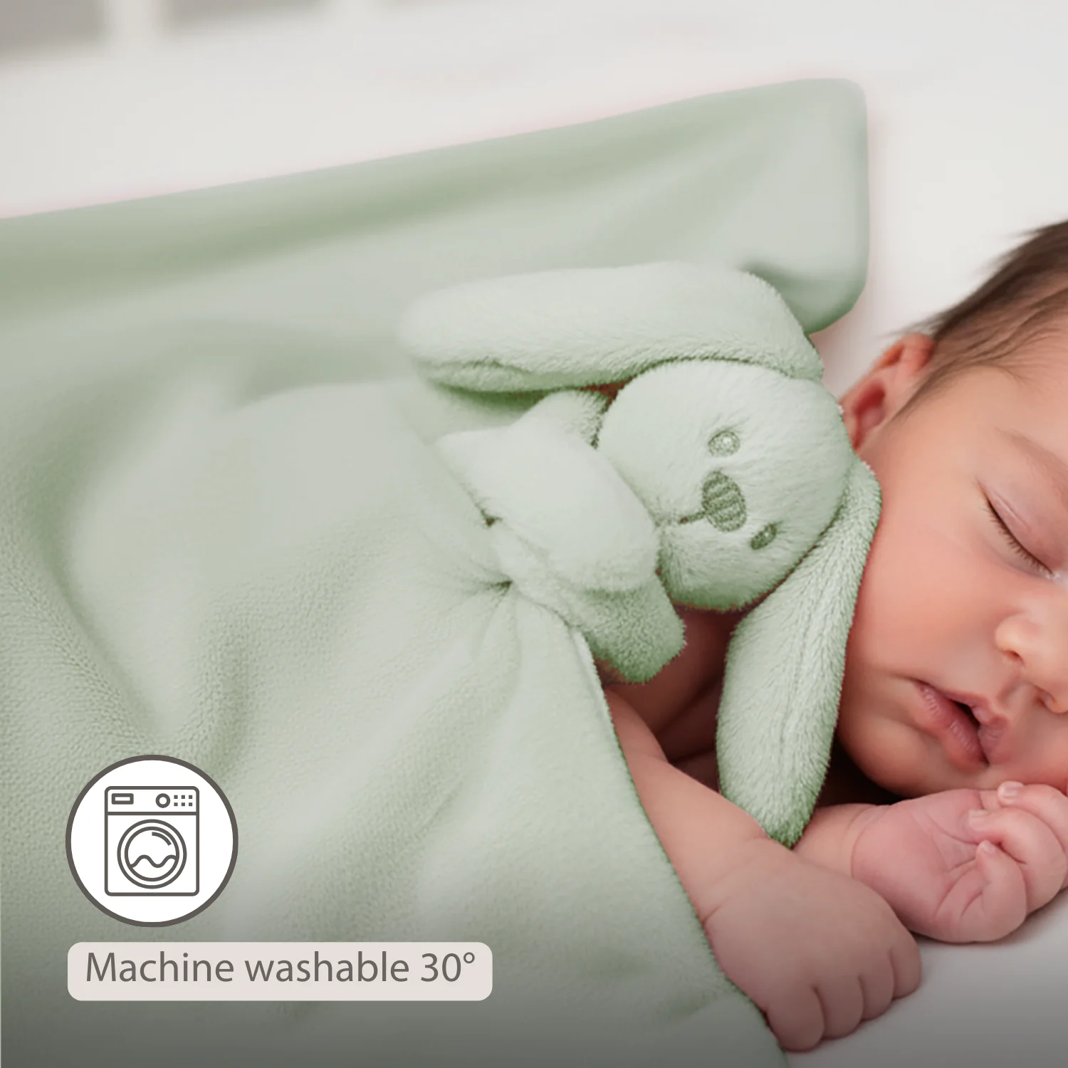 Lapidou Baby Blanket with Plush - 50 x 50 cm - Doudou Rabbit - Linden Green - Image 32