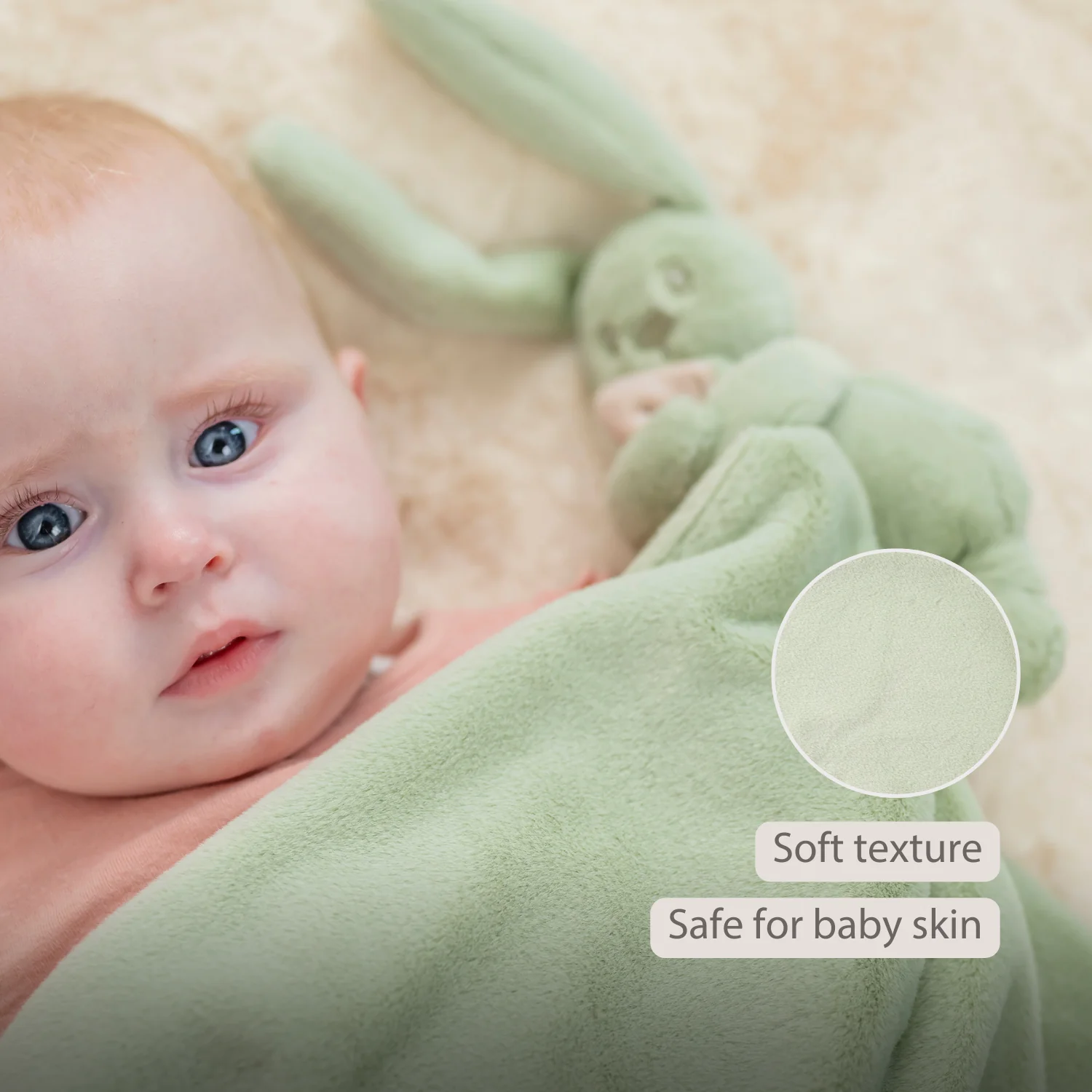 Lapidou Baby Blanket with Plush - 50 x 50 cm - Doudou Rabbit - Linden Green - Image 33
