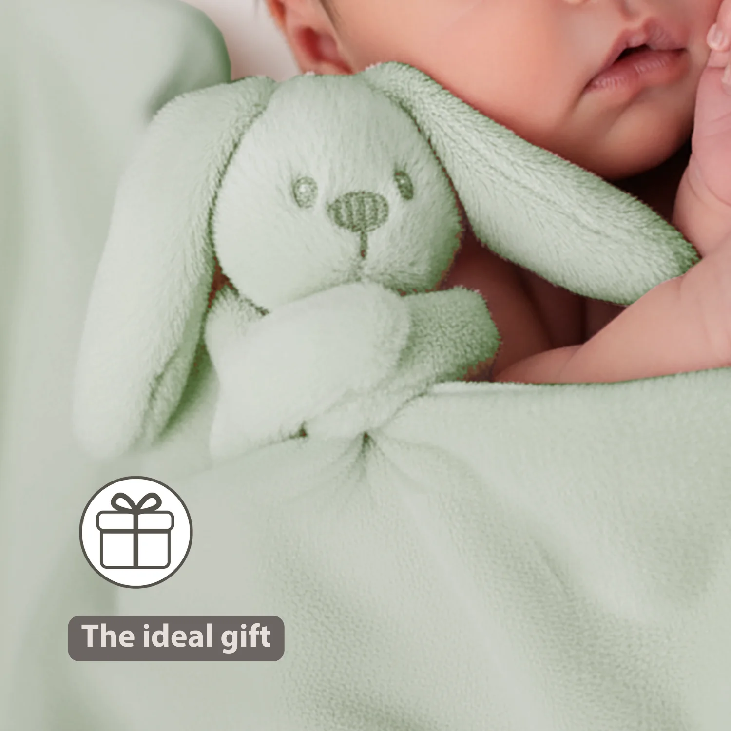 Lapidou Baby Blanket with Plush - 50 x 50 cm - Doudou Rabbit - Linden Green - Image 35