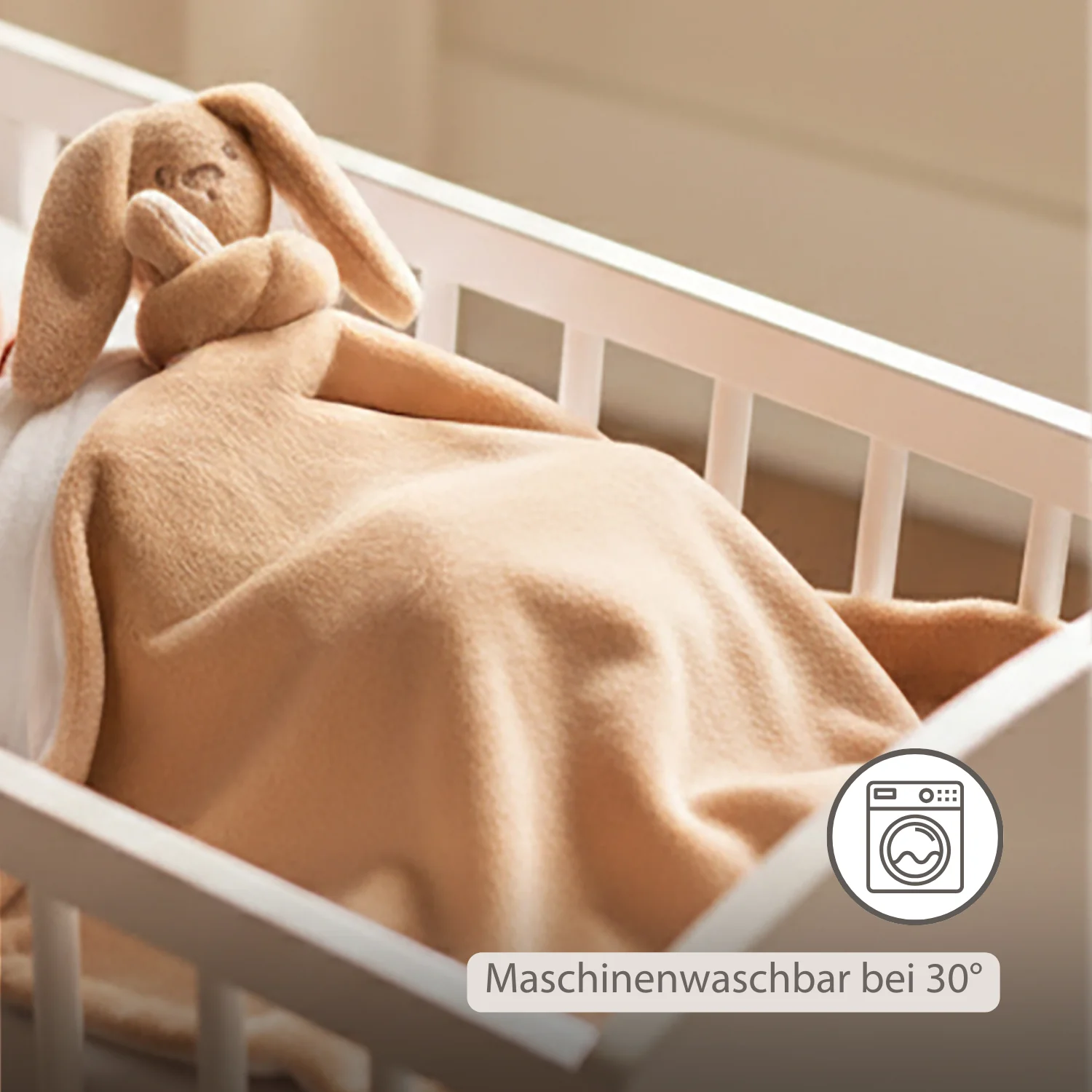 Lapidou Baby Blanket with Plush - 50 x 50 cm - Doudou Rabbit - Warm Beige - Image 11