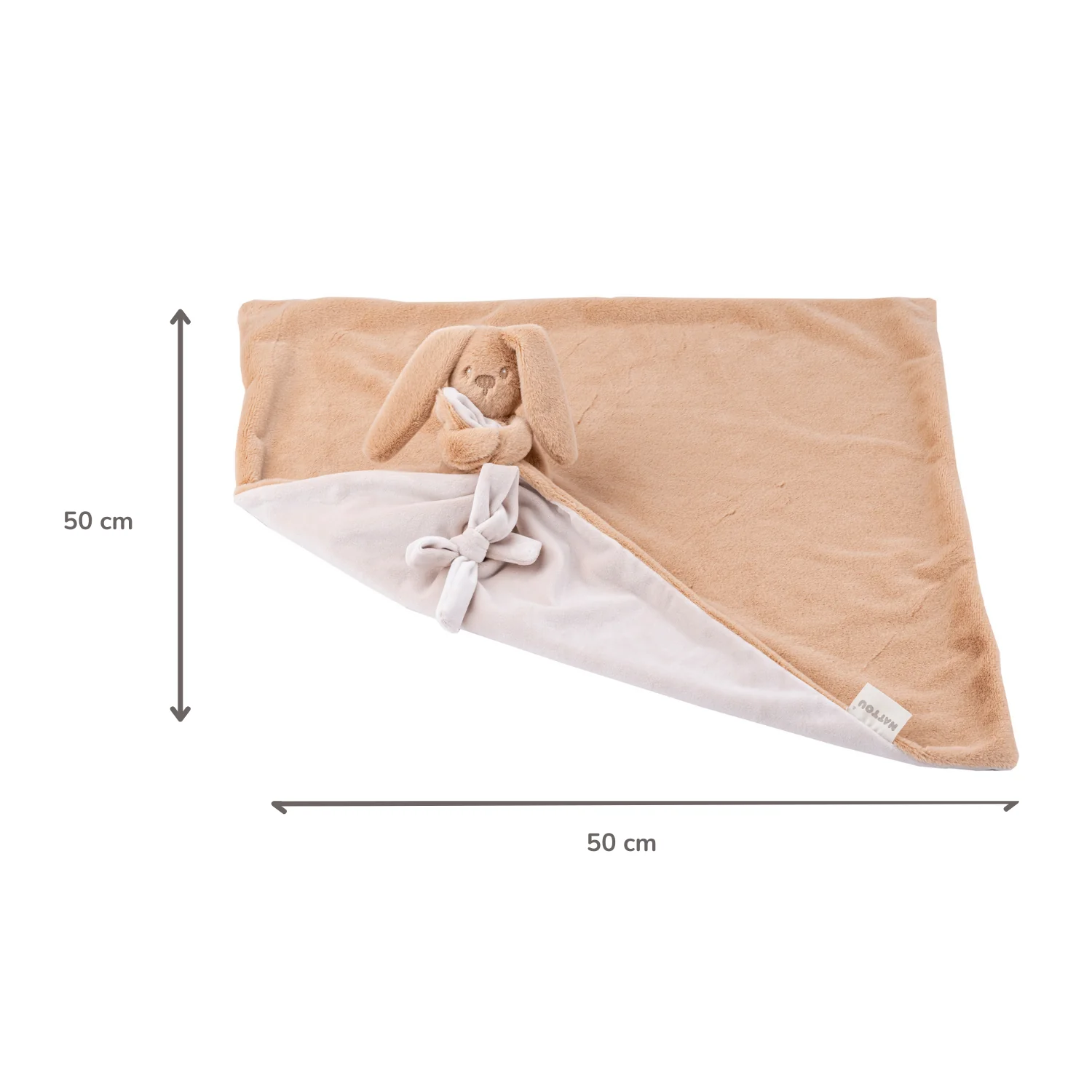 Lapidou Baby Blanket with Plush - 50 x 50 cm - Doudou Rabbit - Warm Beige - Image 20
