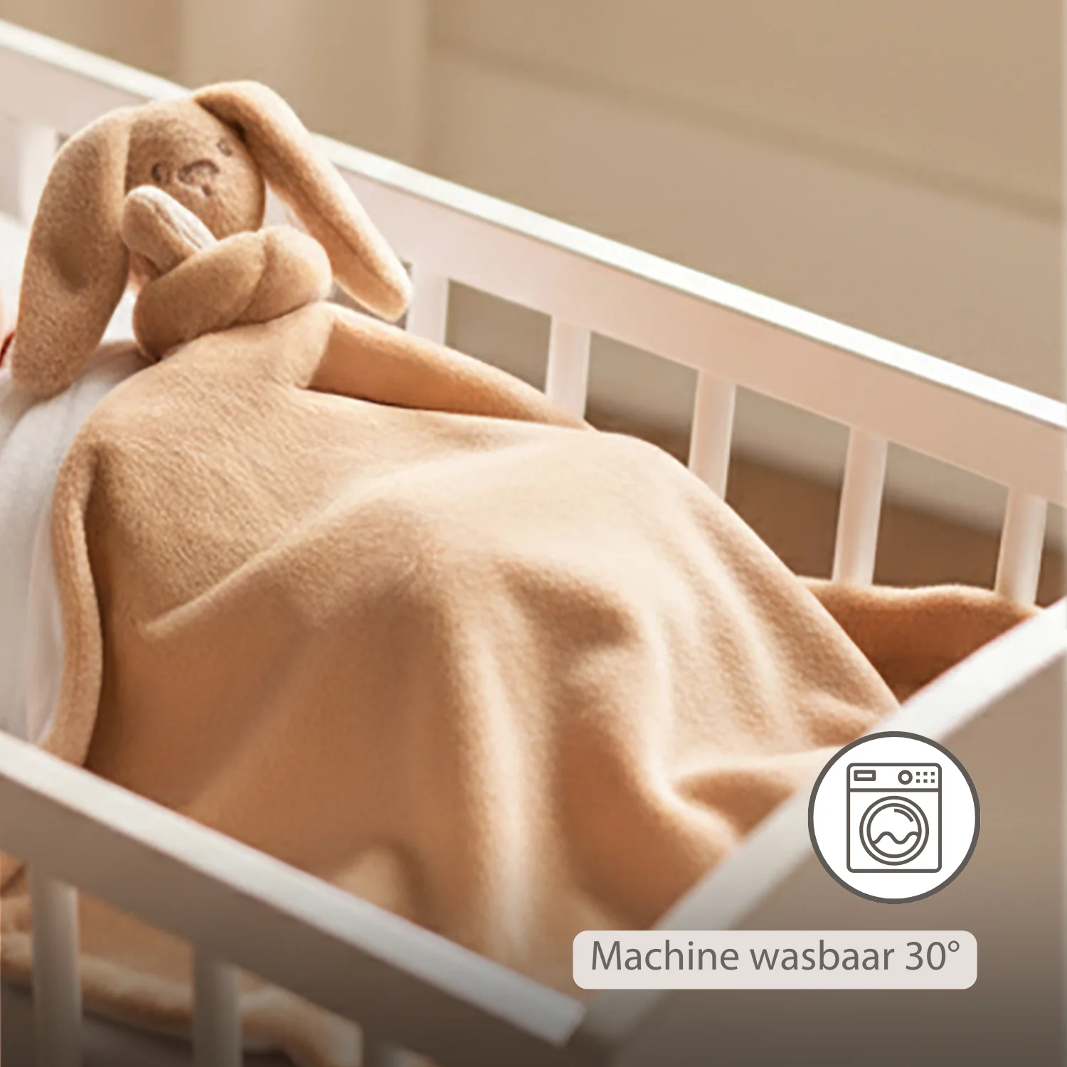 Lapidou Baby Blanket with Plush - 50 x 50 cm - Doudou Rabbit - Warm Beige - Image 25