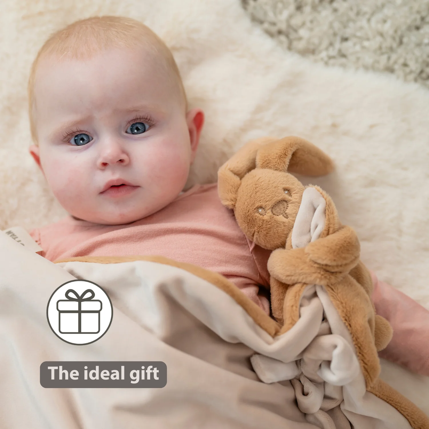 Lapidou Baby Blanket with Plush - 50 x 50 cm - Doudou Rabbit - Warm Beige - Image 35